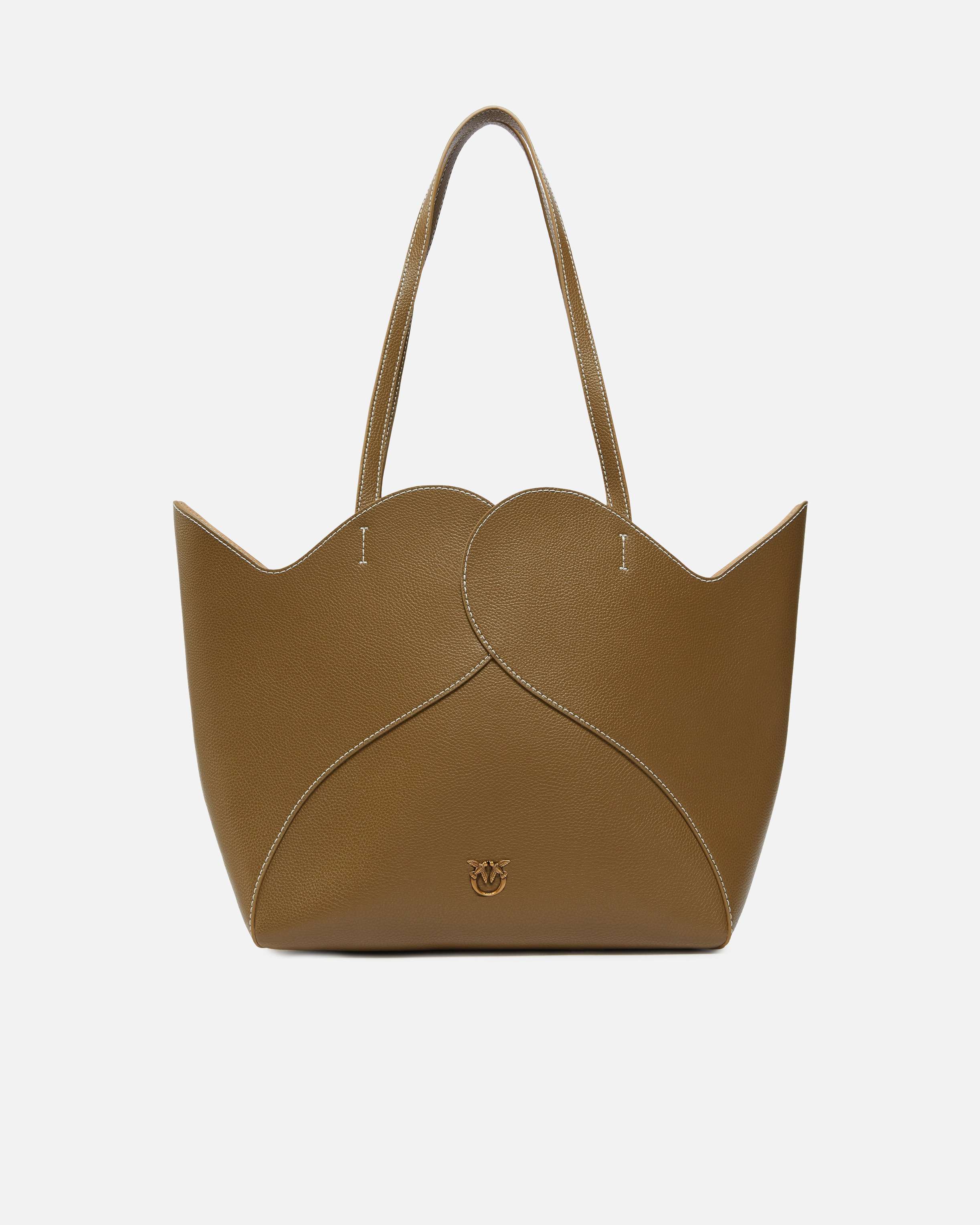 Pinko Große Shopper-Tasche aus Leder mit Herz-Design