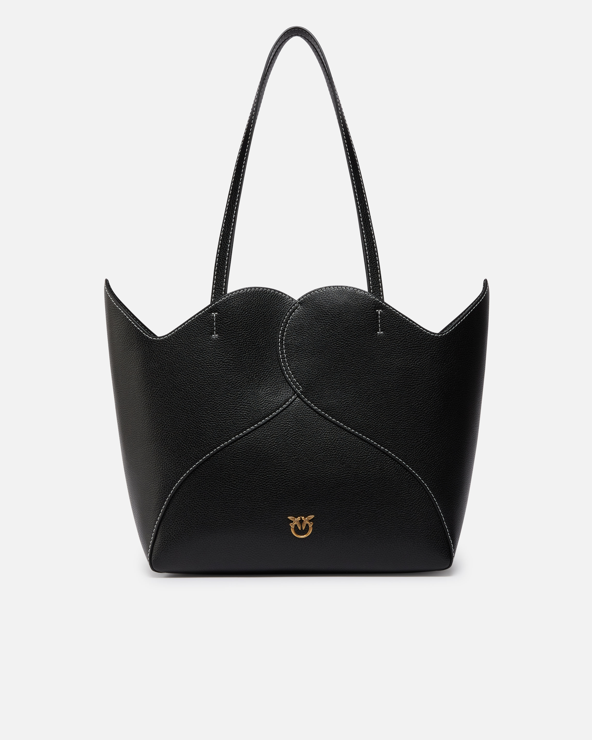 Pinko Große Shopper-Tasche aus Leder mit Herz-Design