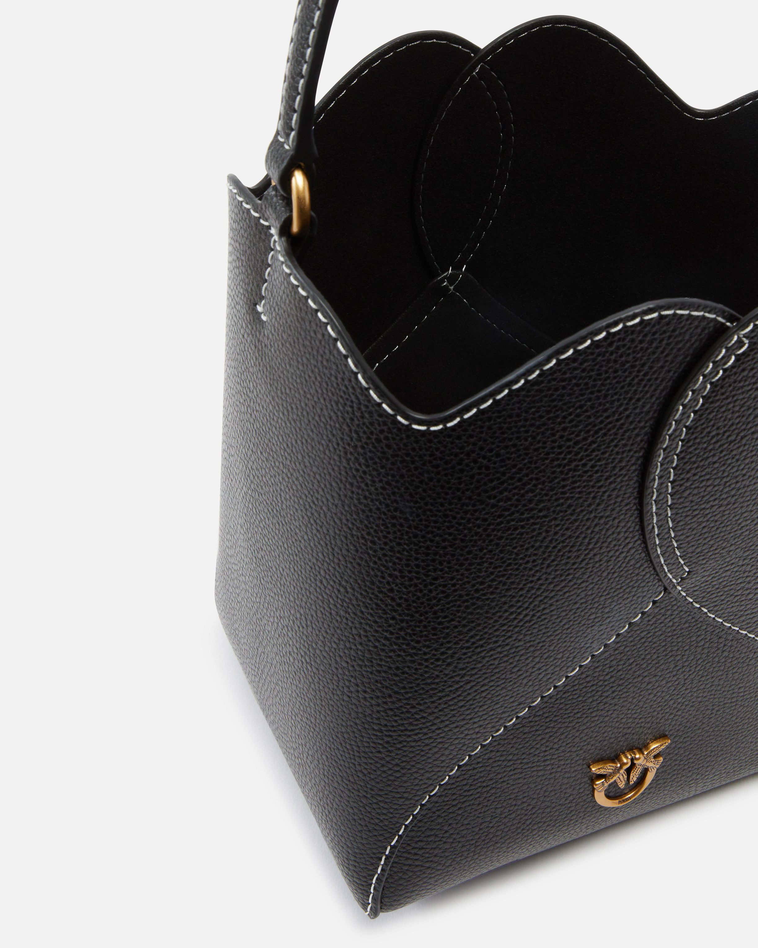 Heart mini leather bucket bag with shoulder strap PINKO