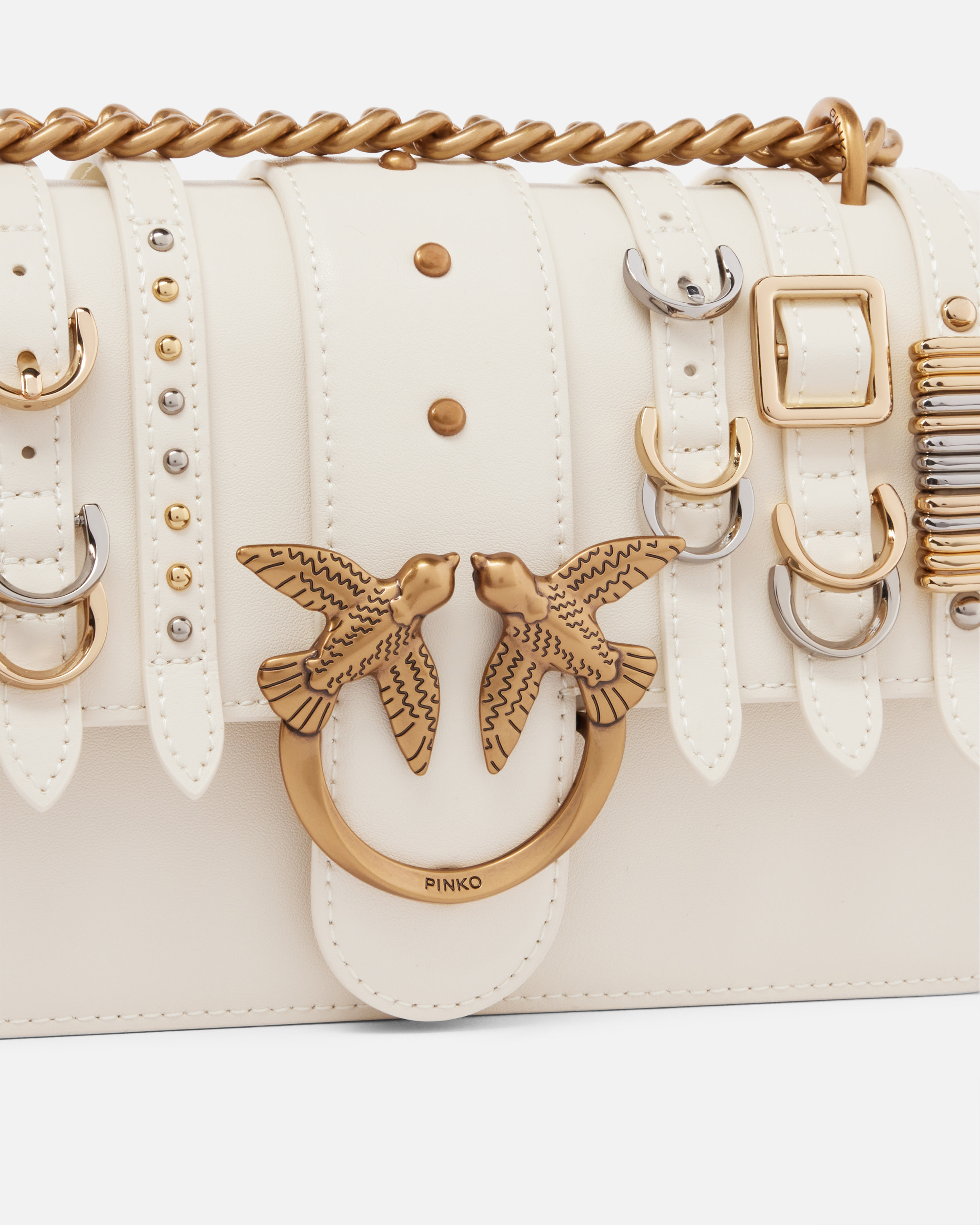 バッグ・カバンその他 Pinko Bags White Love Bag Slouchy soft bag with fringing and shoulder strap