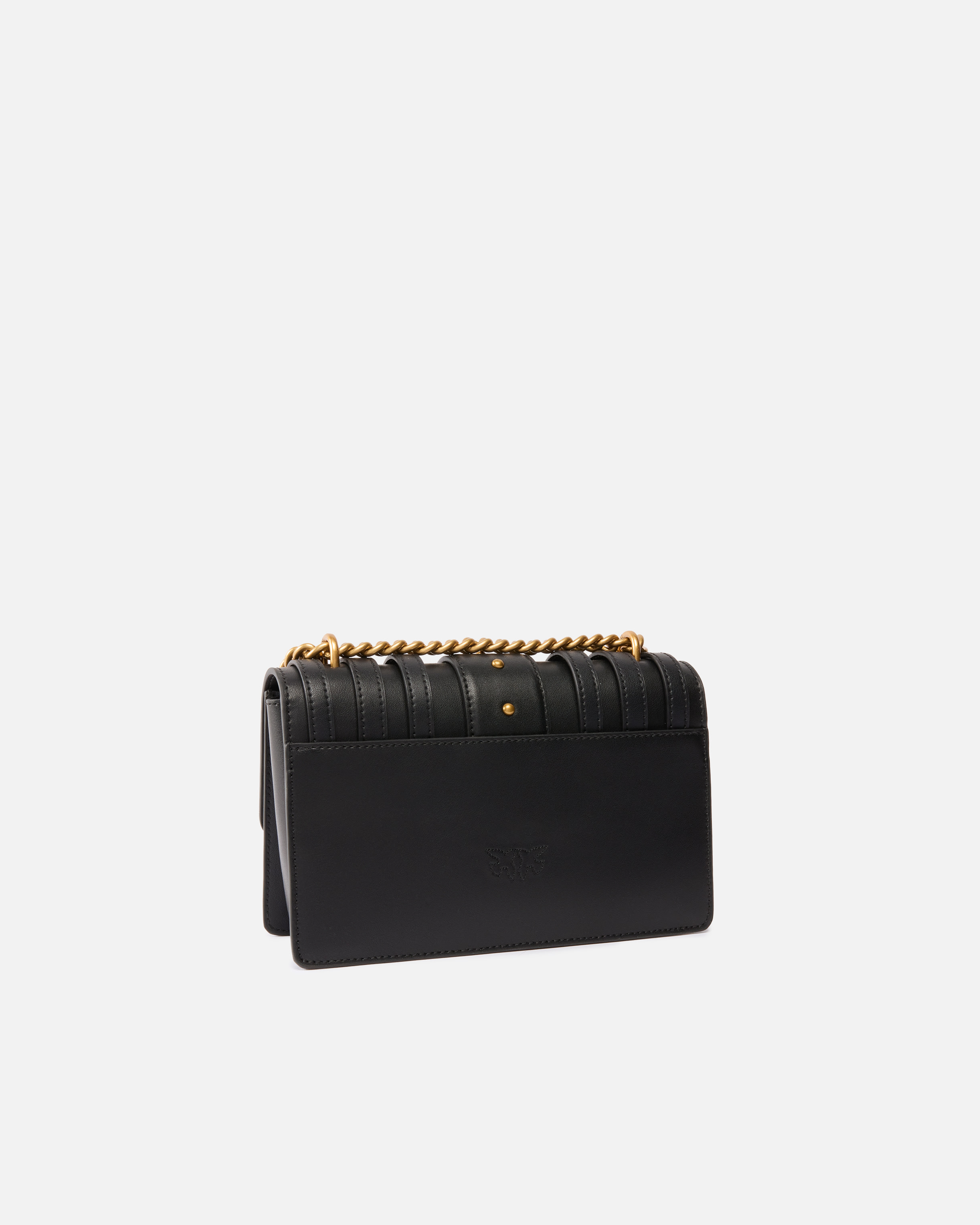 Pinko Small Leather Love Bag Shoulder Bag With Straps In Limousine Black