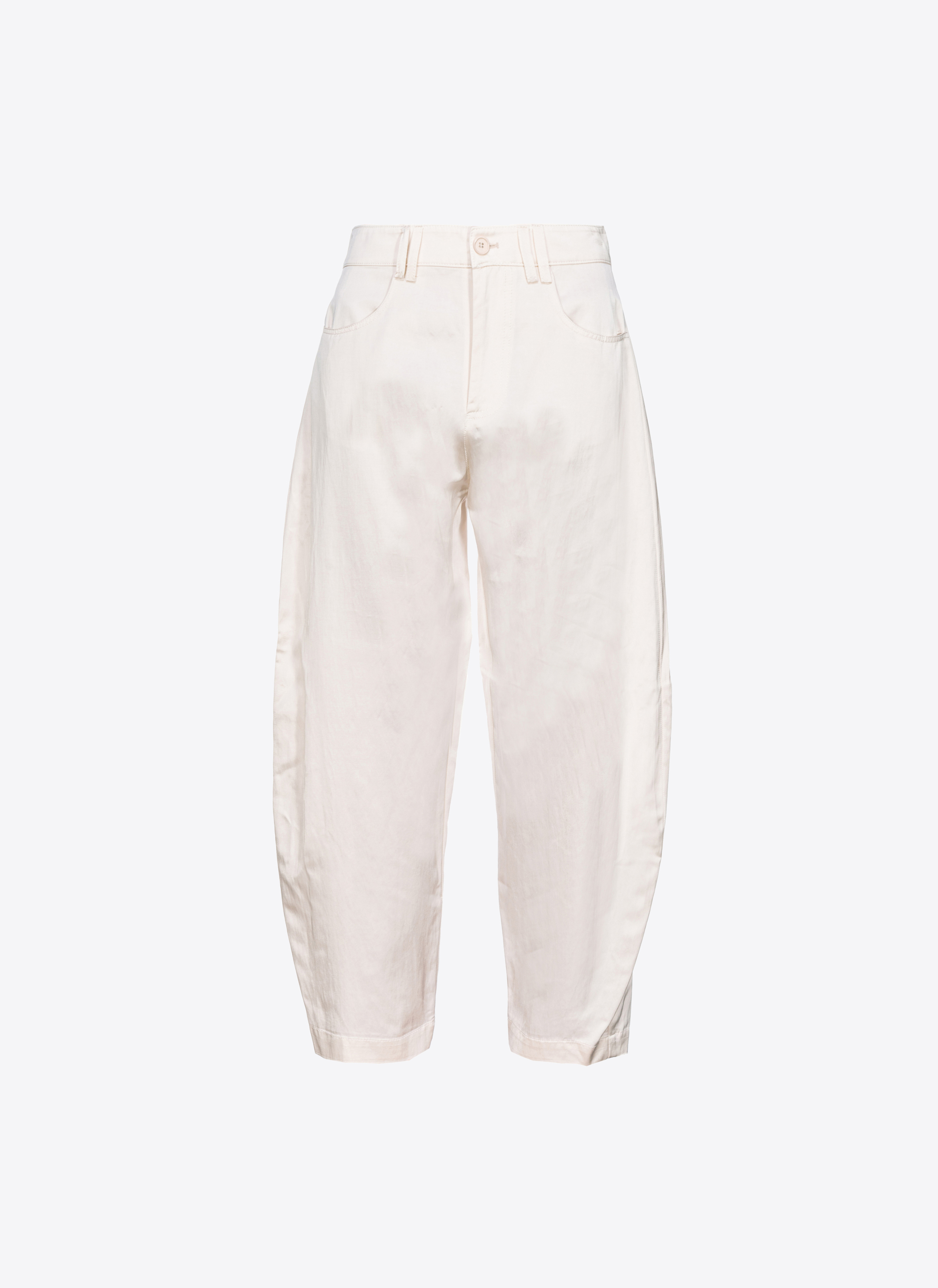 Shop Pinko Pantalon Barrel En Satin In Solid Pink