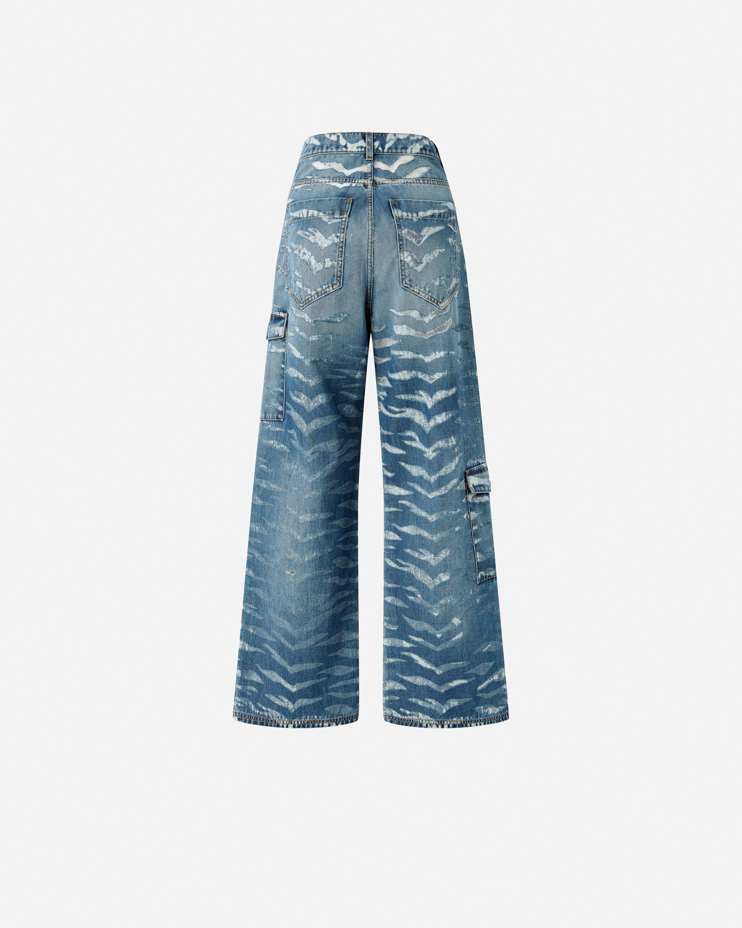 Pinko Wide-leg Zebra-print Jeans In Blue