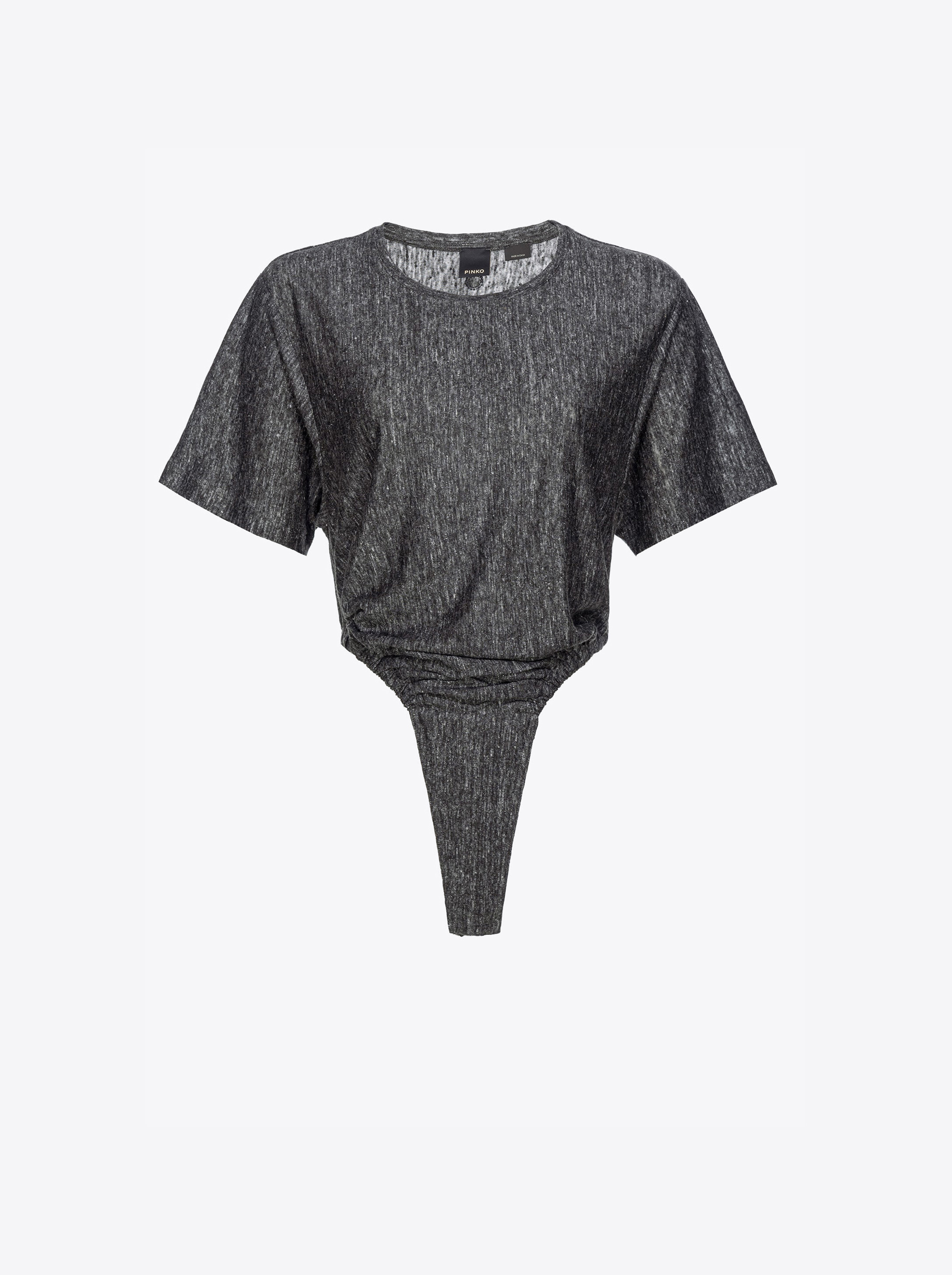 Pinko, Slub linen bodysuit, Limo black, S