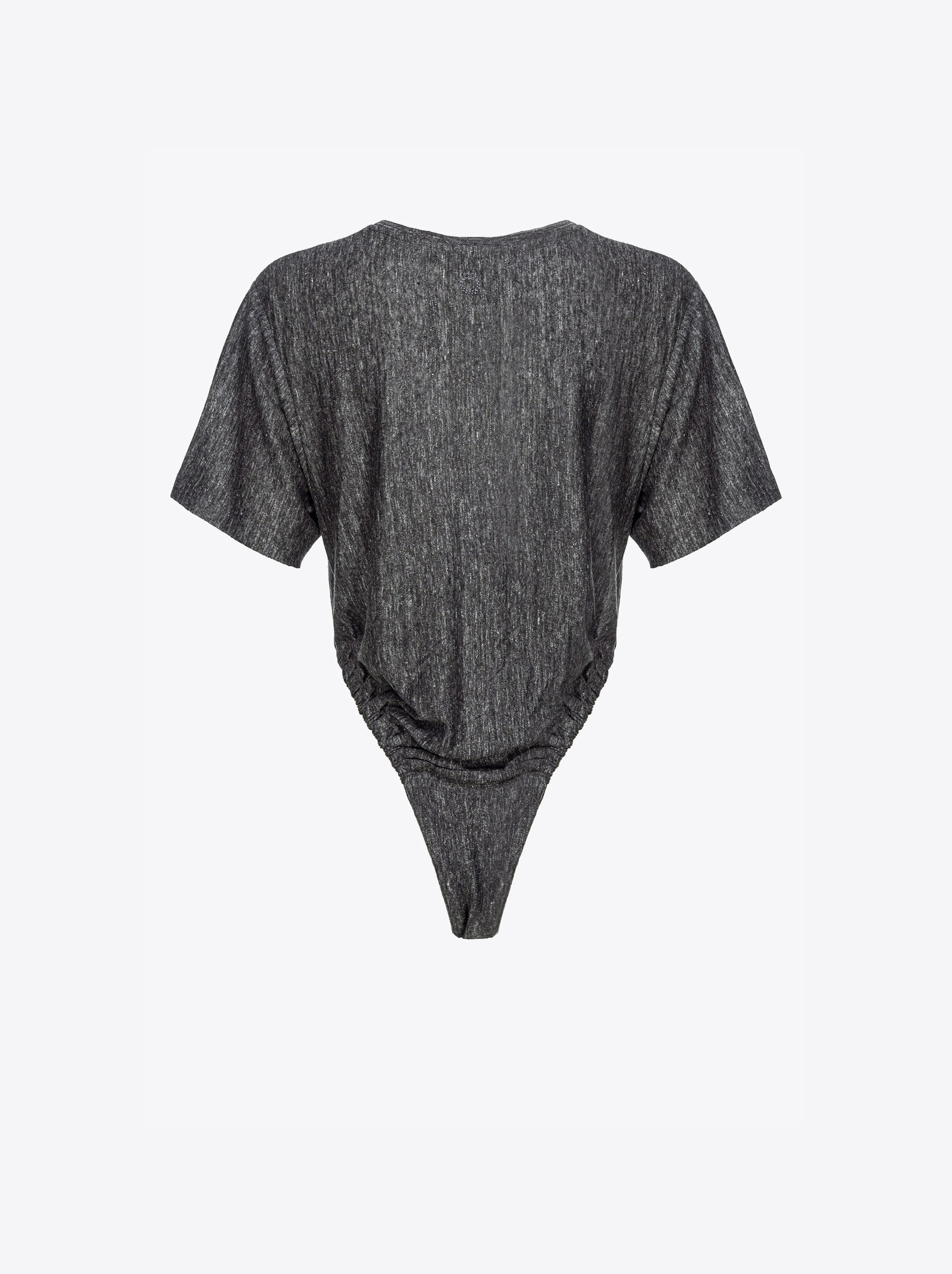 Shop Pinko Slub Linen Bodysuit In Limo Black