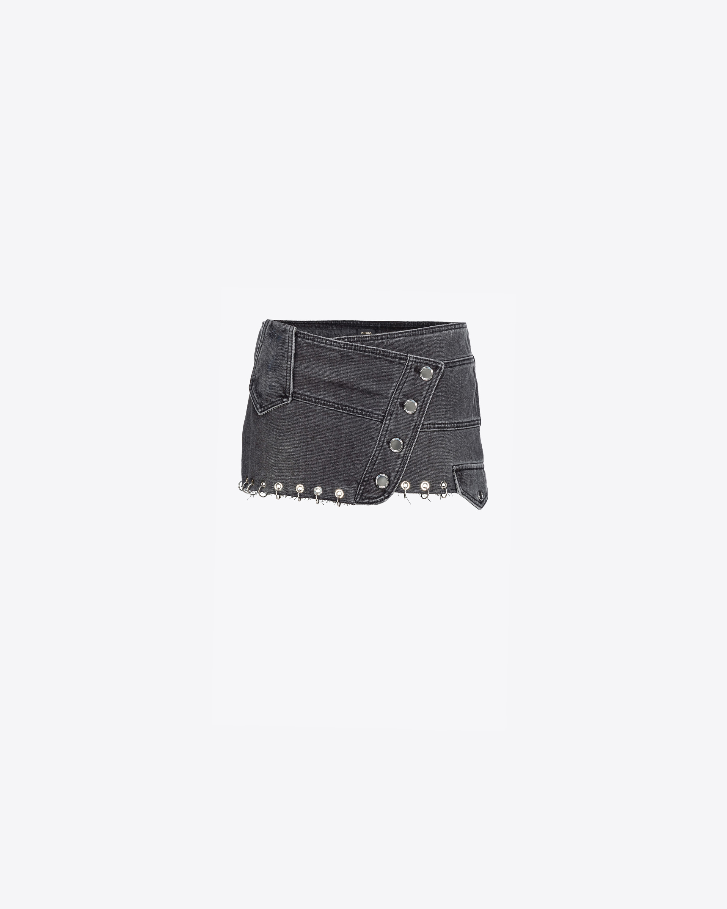 Pinko Minirock Black Denim Piercing