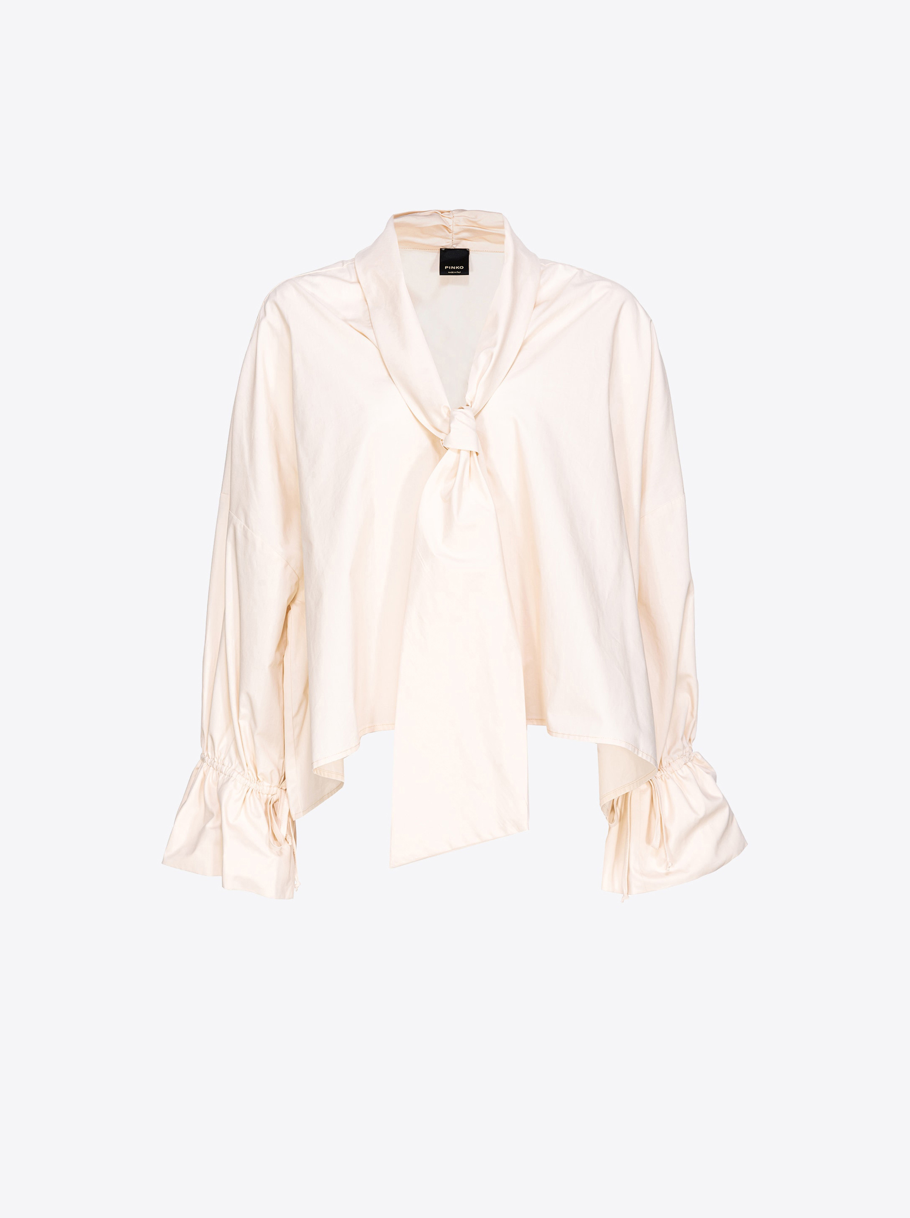 Shop Pinko Blouse En Popeline À Col Lavallière In Rose