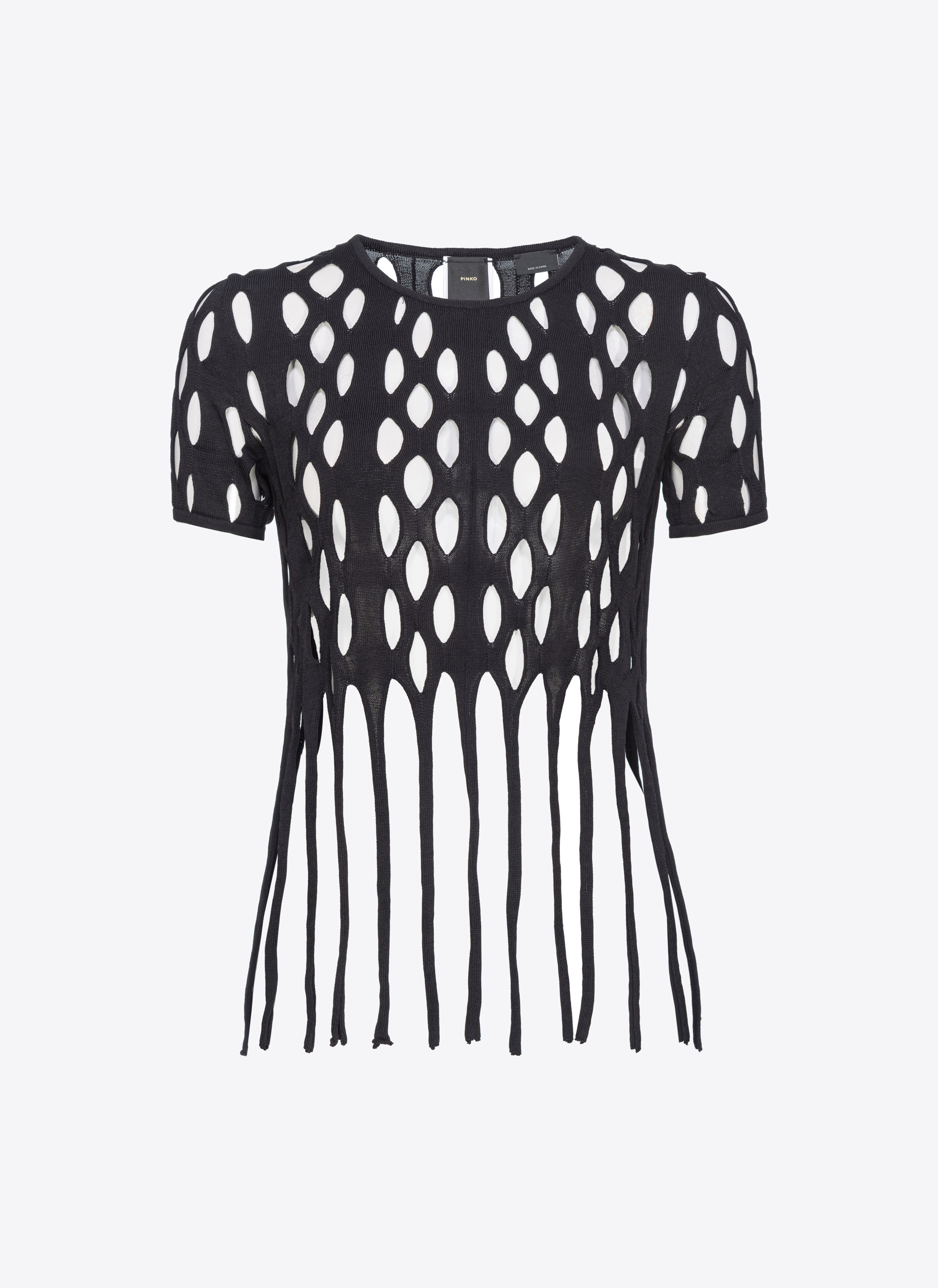 Mesh-effect top with fringing PINKO → Shop Online