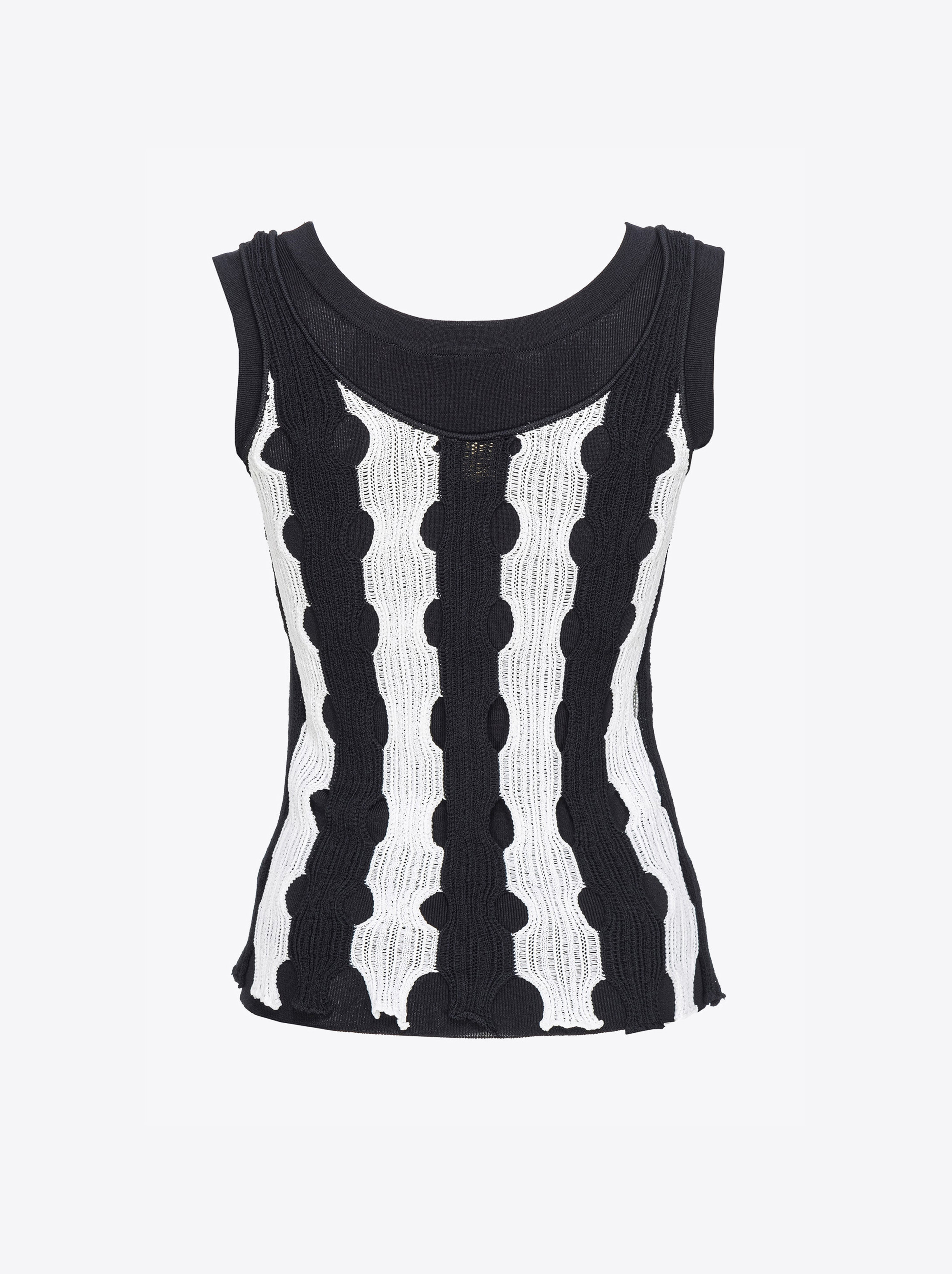 Shop Pinko Openwork Knit Vest Top In White/black