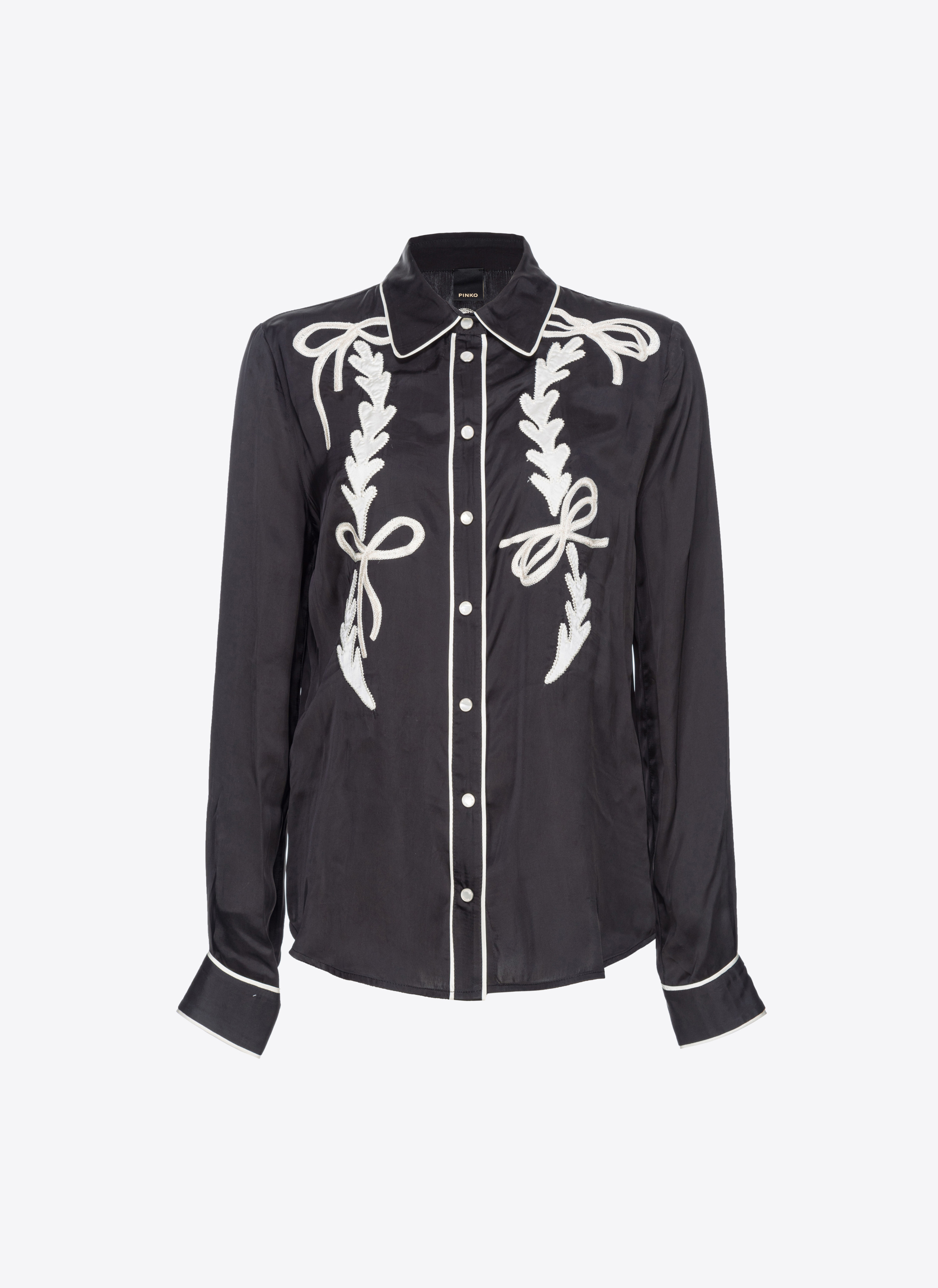 Pinko Satinbluse Rodeo-Stickerei