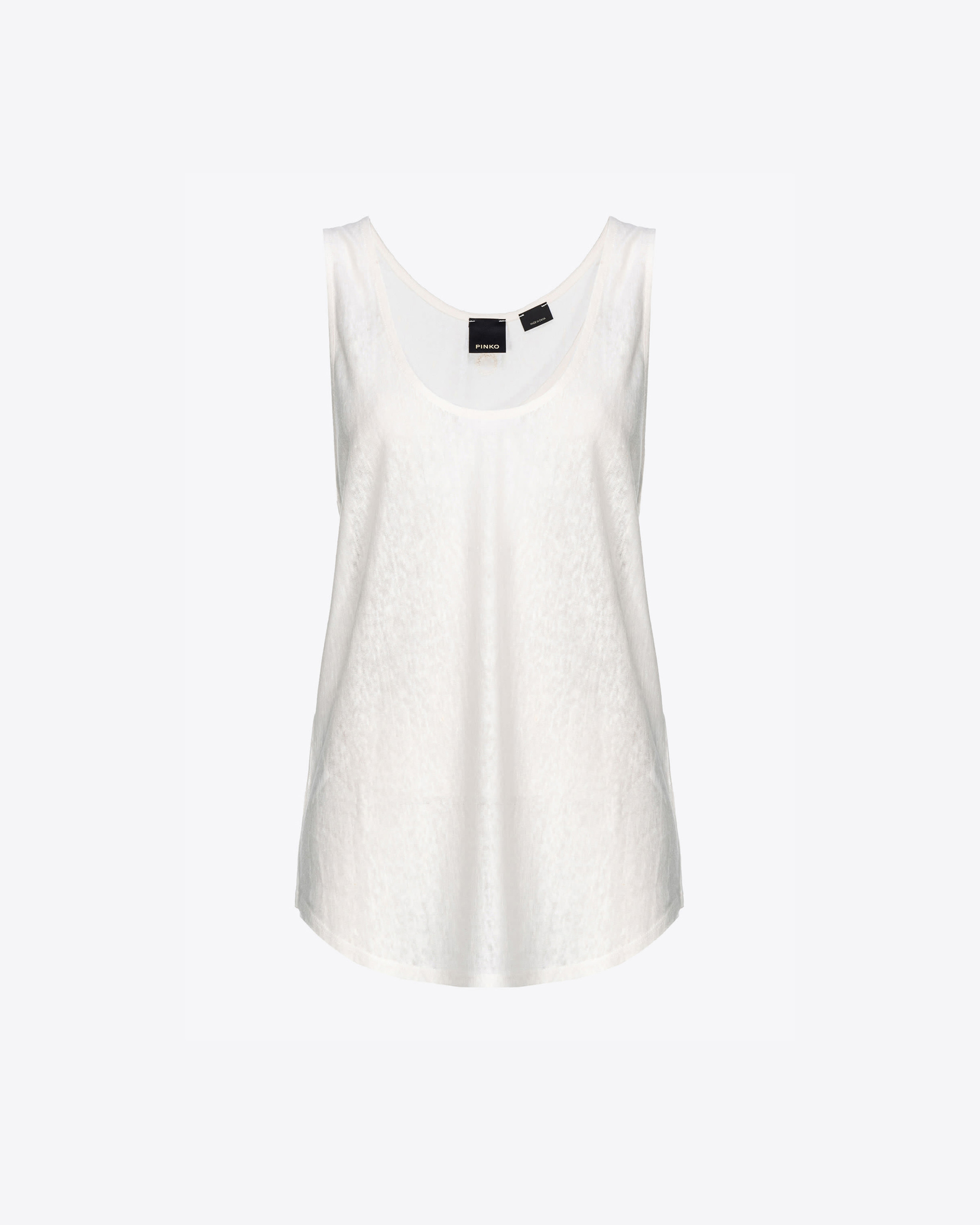 Shop Pinko Slub Linen Vest Top In Blanc-blanche-neige