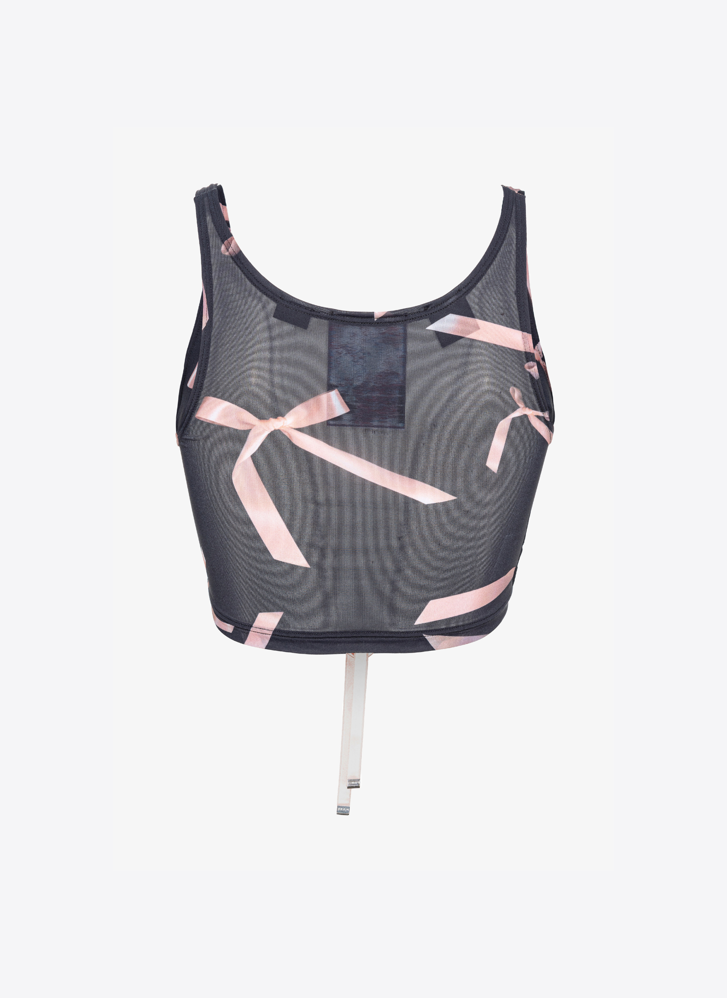 Shop Pinko Reimagine Bow-print Crop Top By Patrick Mcdowell In Black/pink