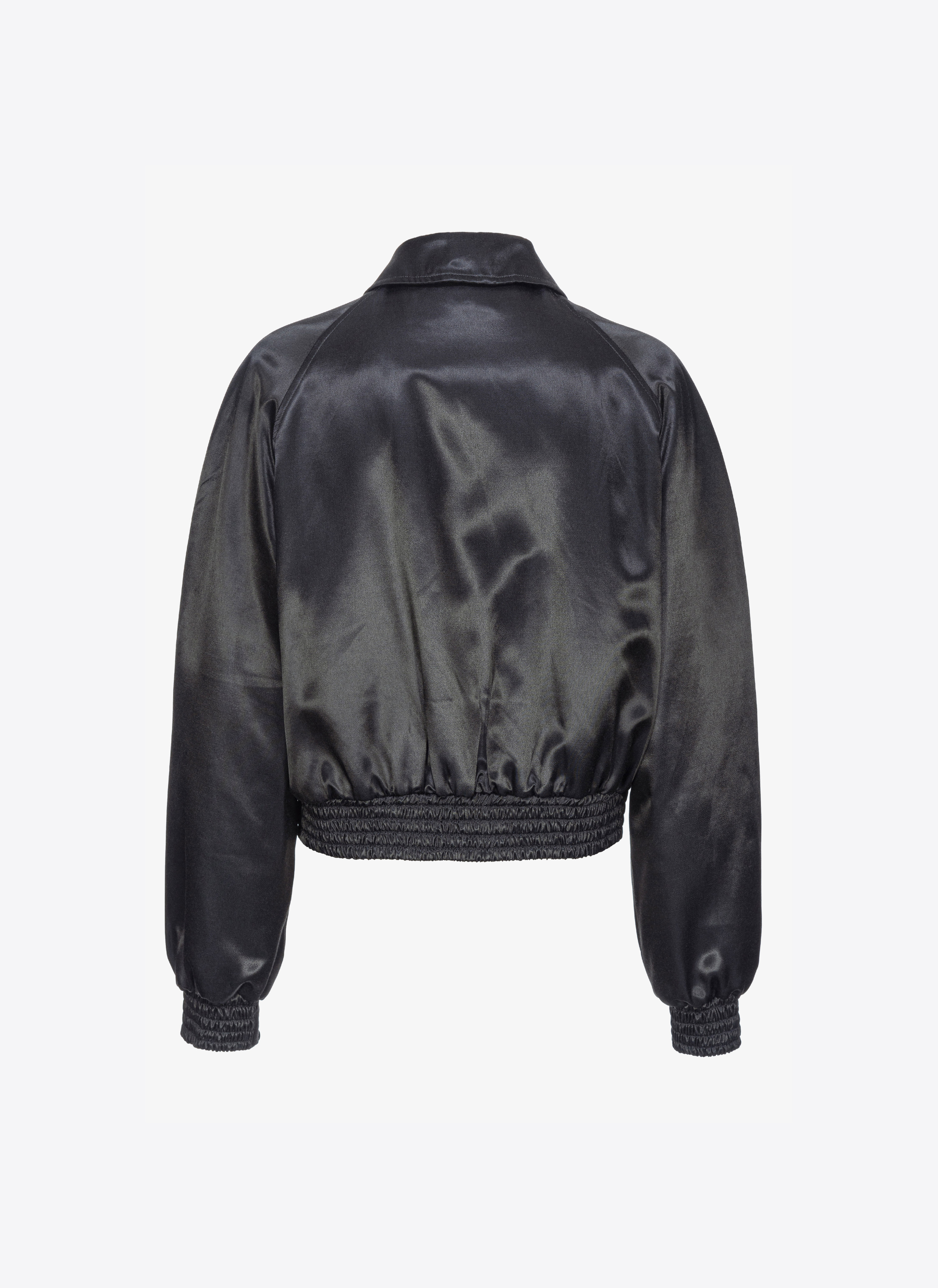 Shop Pinko Bomber En Satin Reimagine  By Patrick Mcdowell In Limo Black