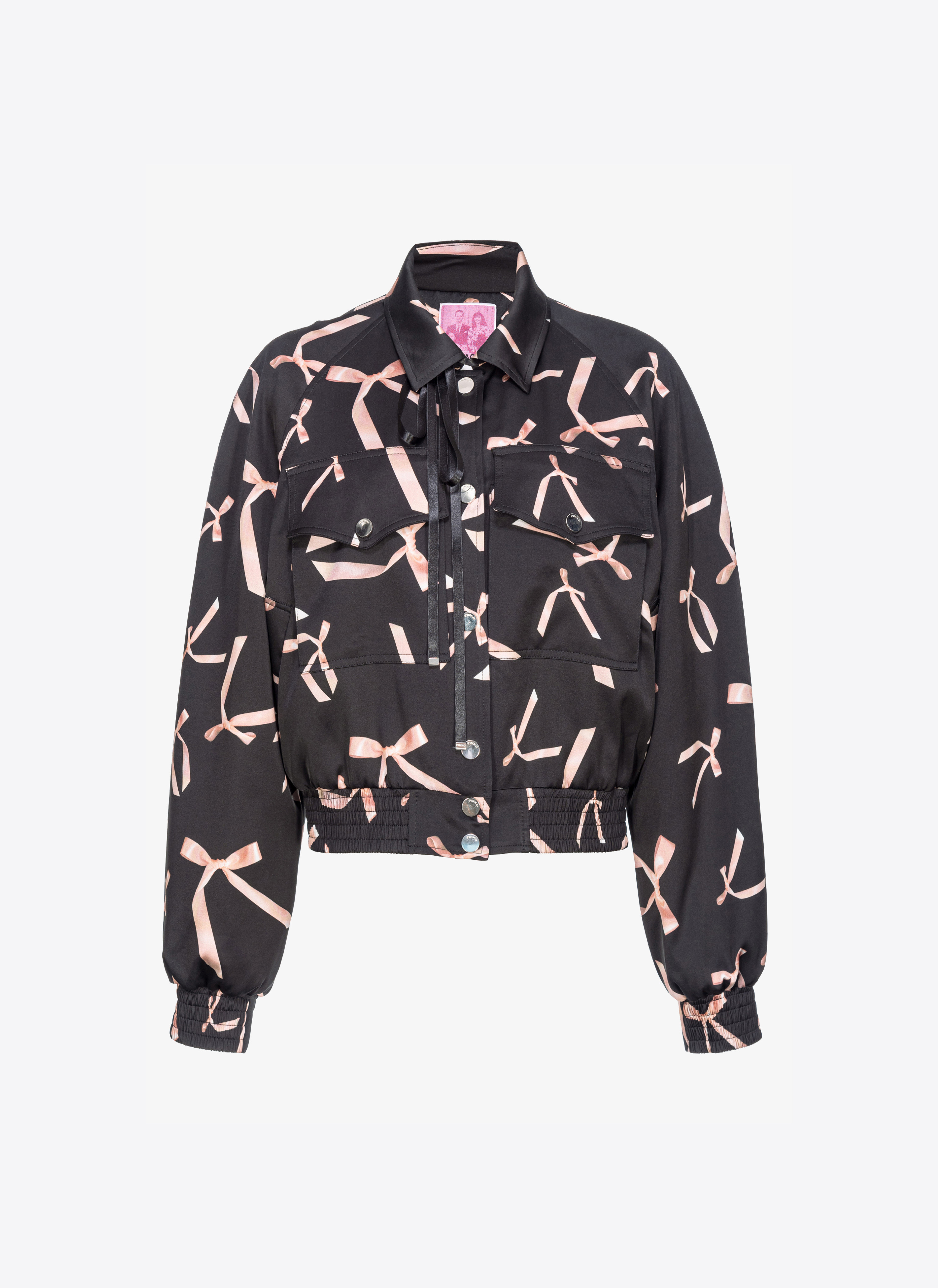 Pinko X Patrick Mcdowell Printed Bomber Jacket In Noir/rose