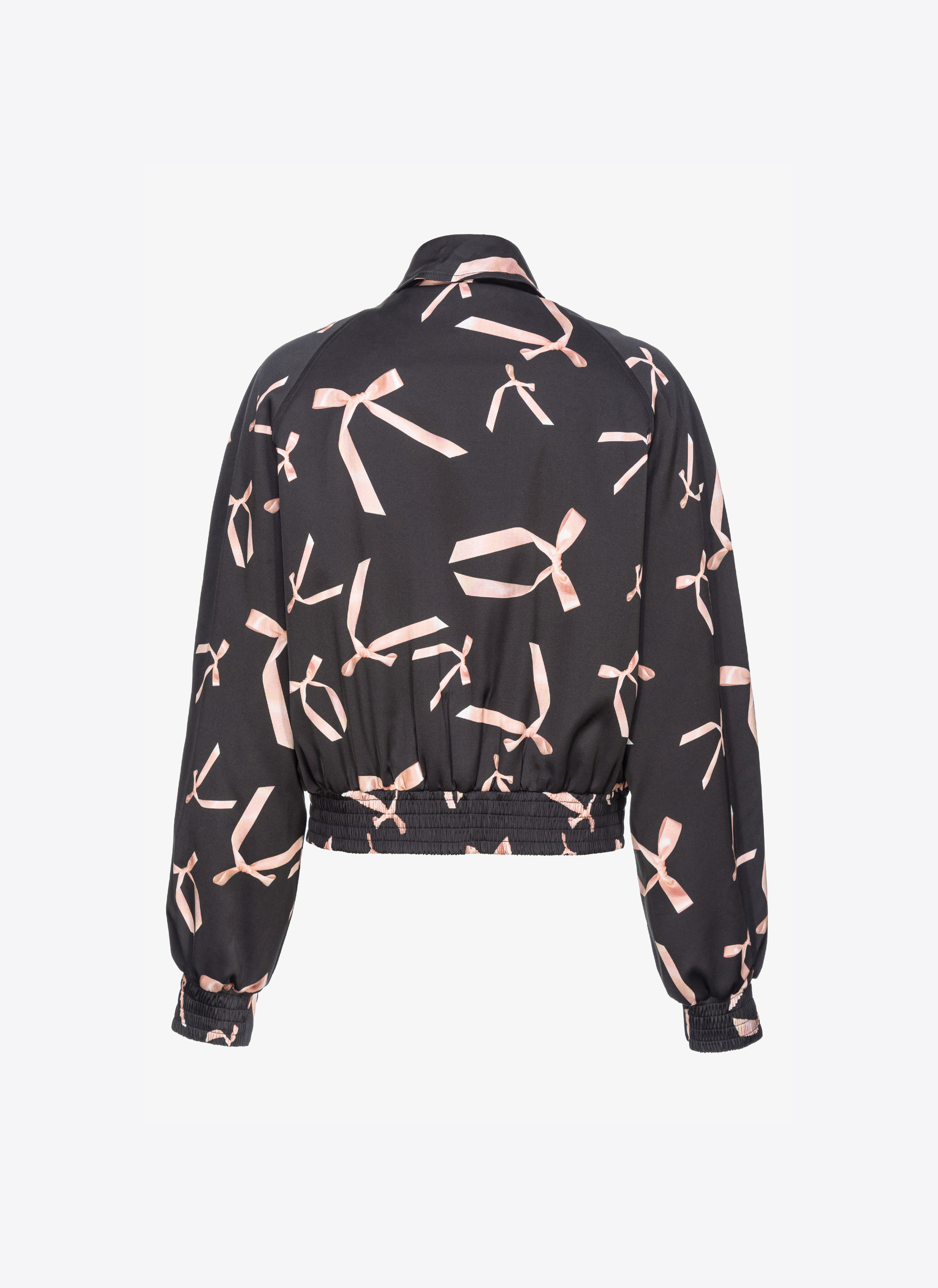 Shop Pinko Reimagine Bow-print Satin Bomber Jacket By Patrick Mcdowell In Noir/rose