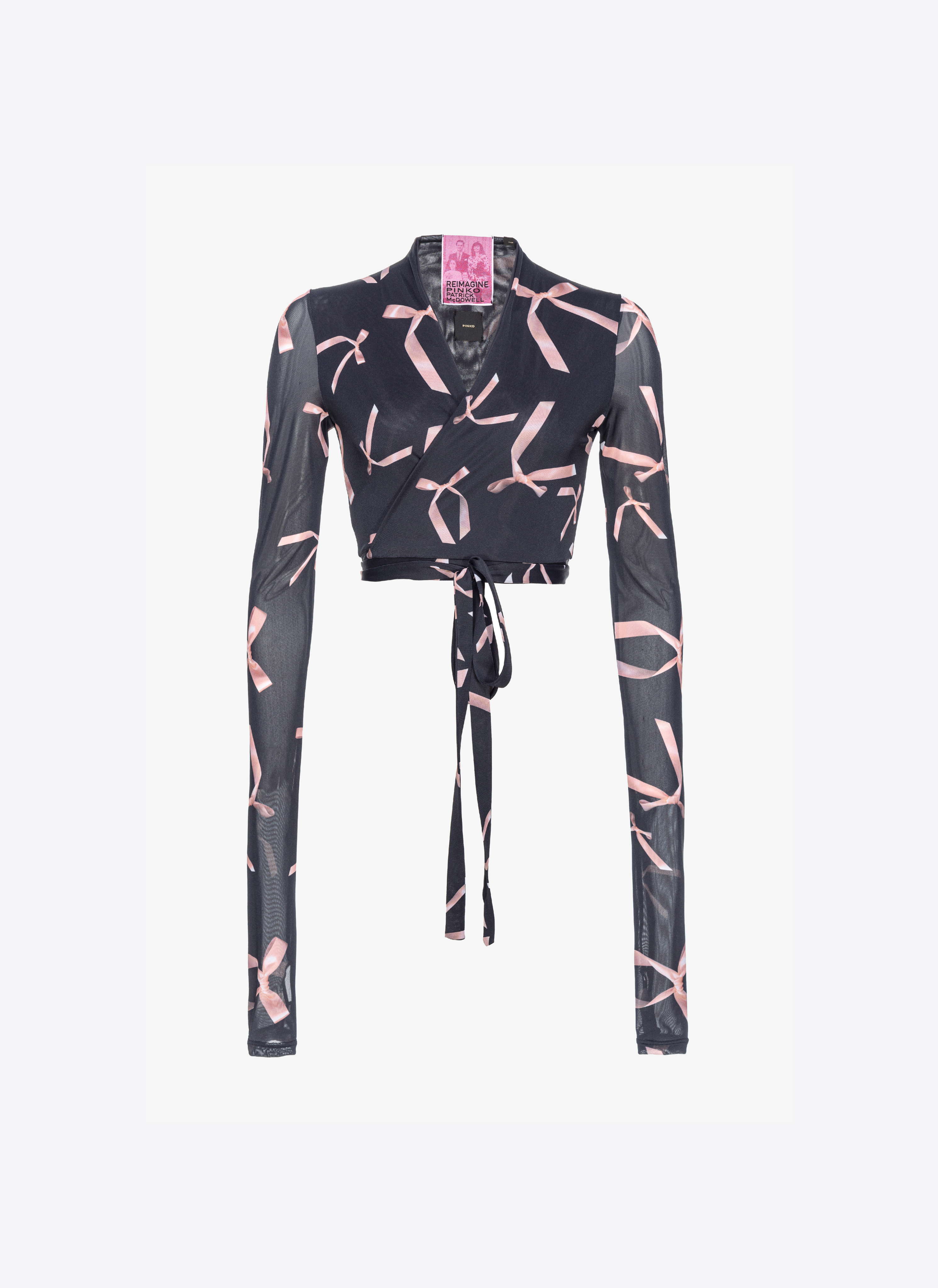 Shop Pinko Cardigan Corto Fiocchetti Reimagine  By Patrick Mcdowell In Black/pink