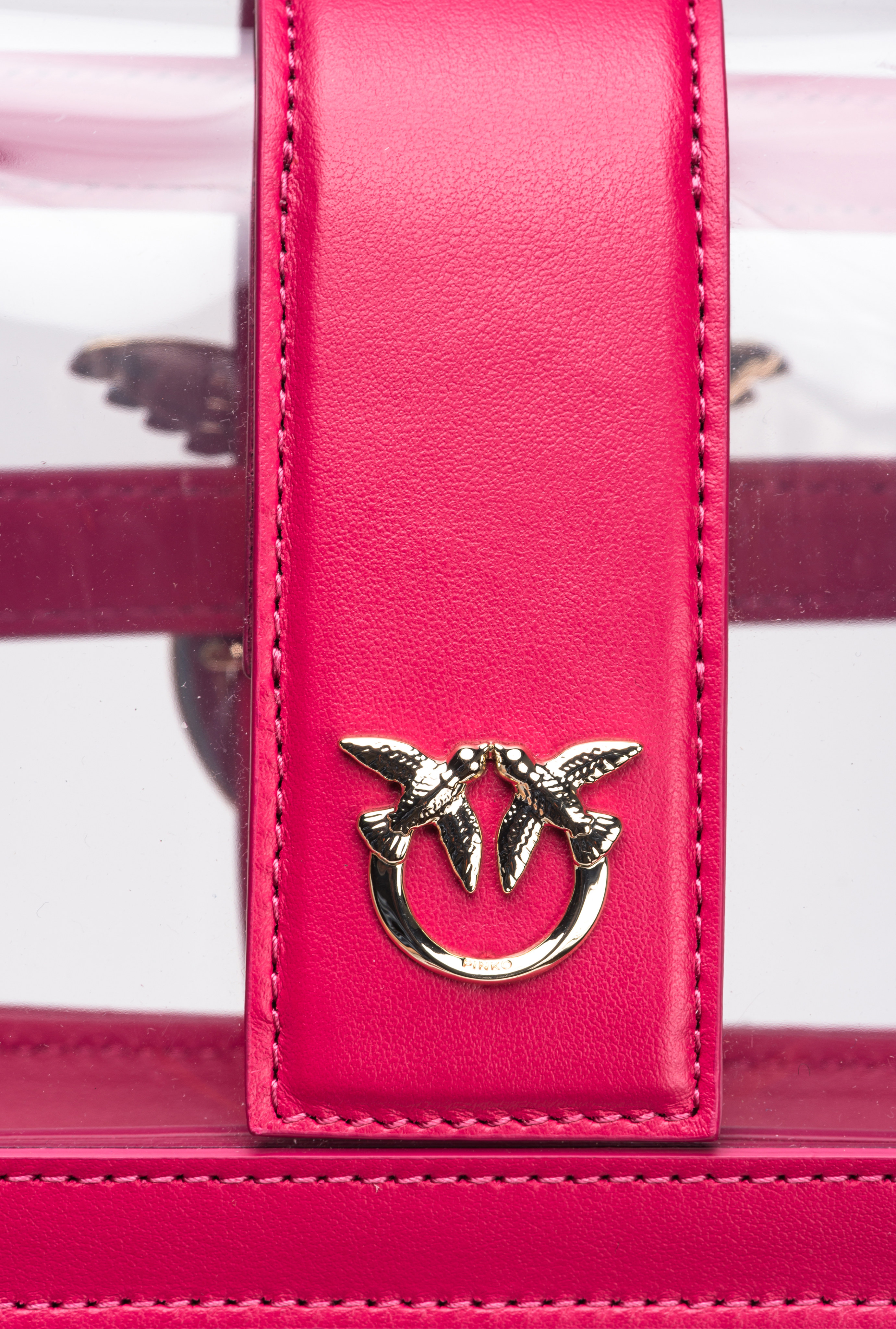 Pinko Mini Love Bag One Light Transparent In  Galleria In Fucsia+trasparente-light Gold