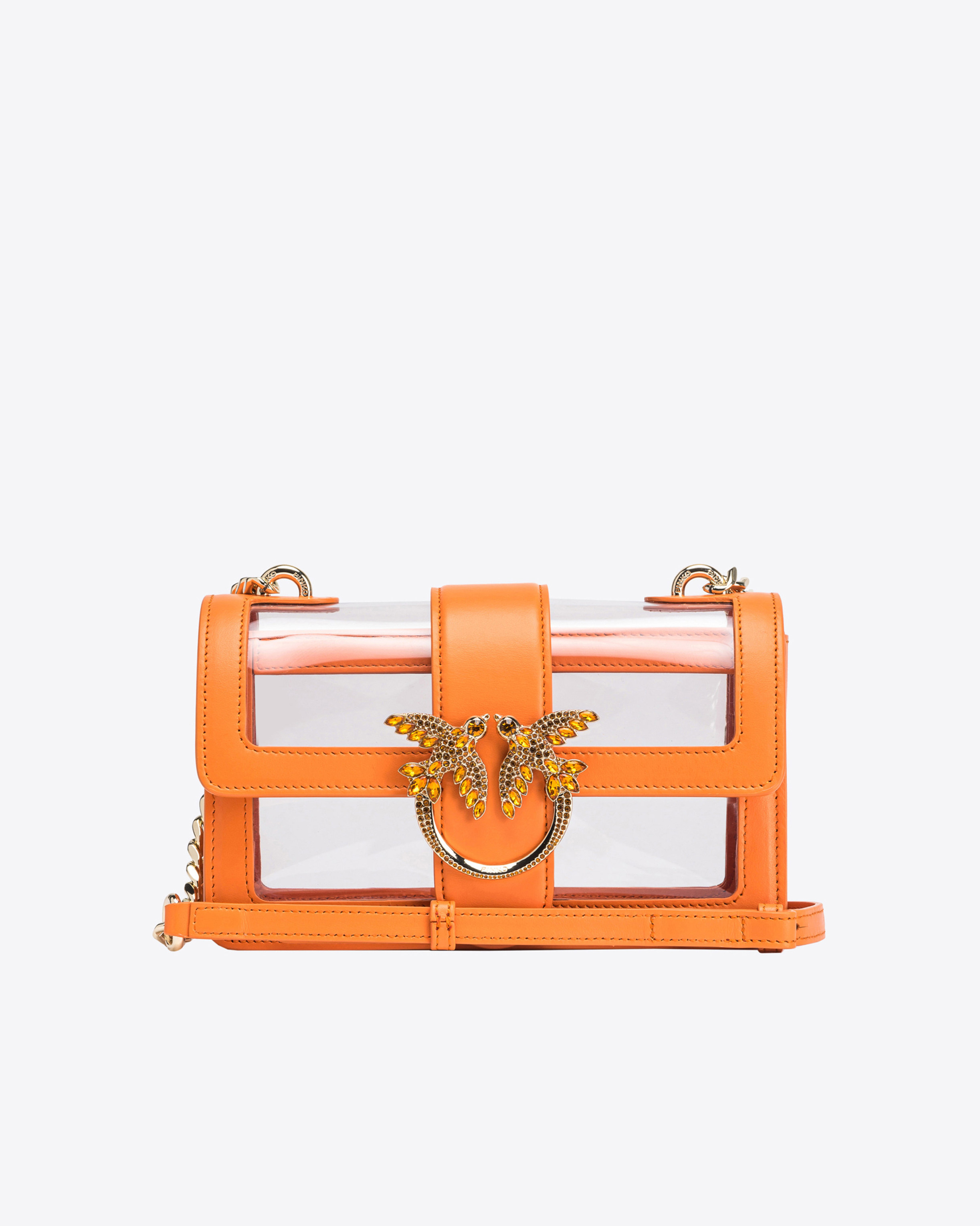 Pinko Mini Love Bag One Light Transparent In  Galleria In Orange