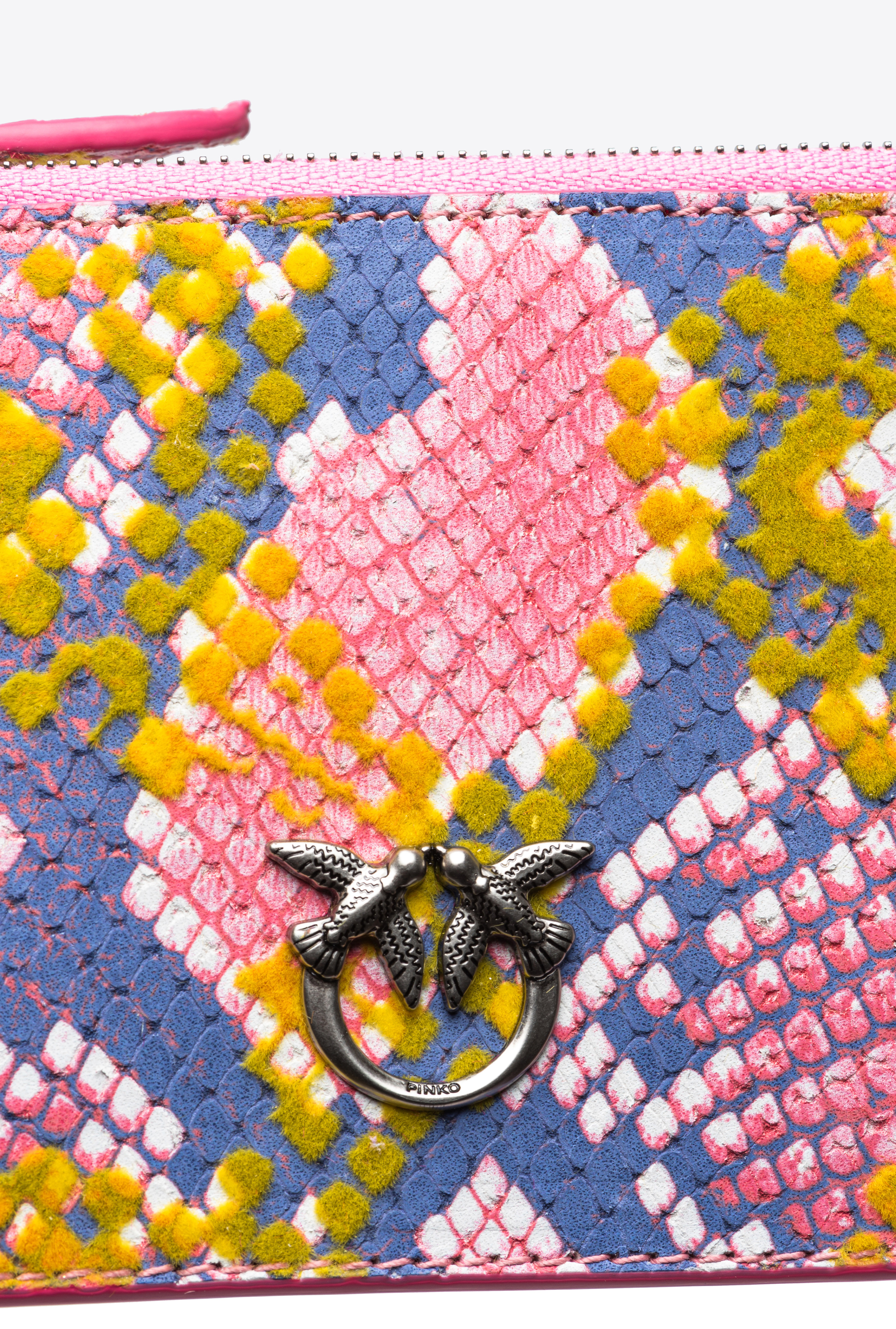 Pinko Bustina Pouch Piatta Rettile  Galleria In Multi. Rosa/giallo-old Silver