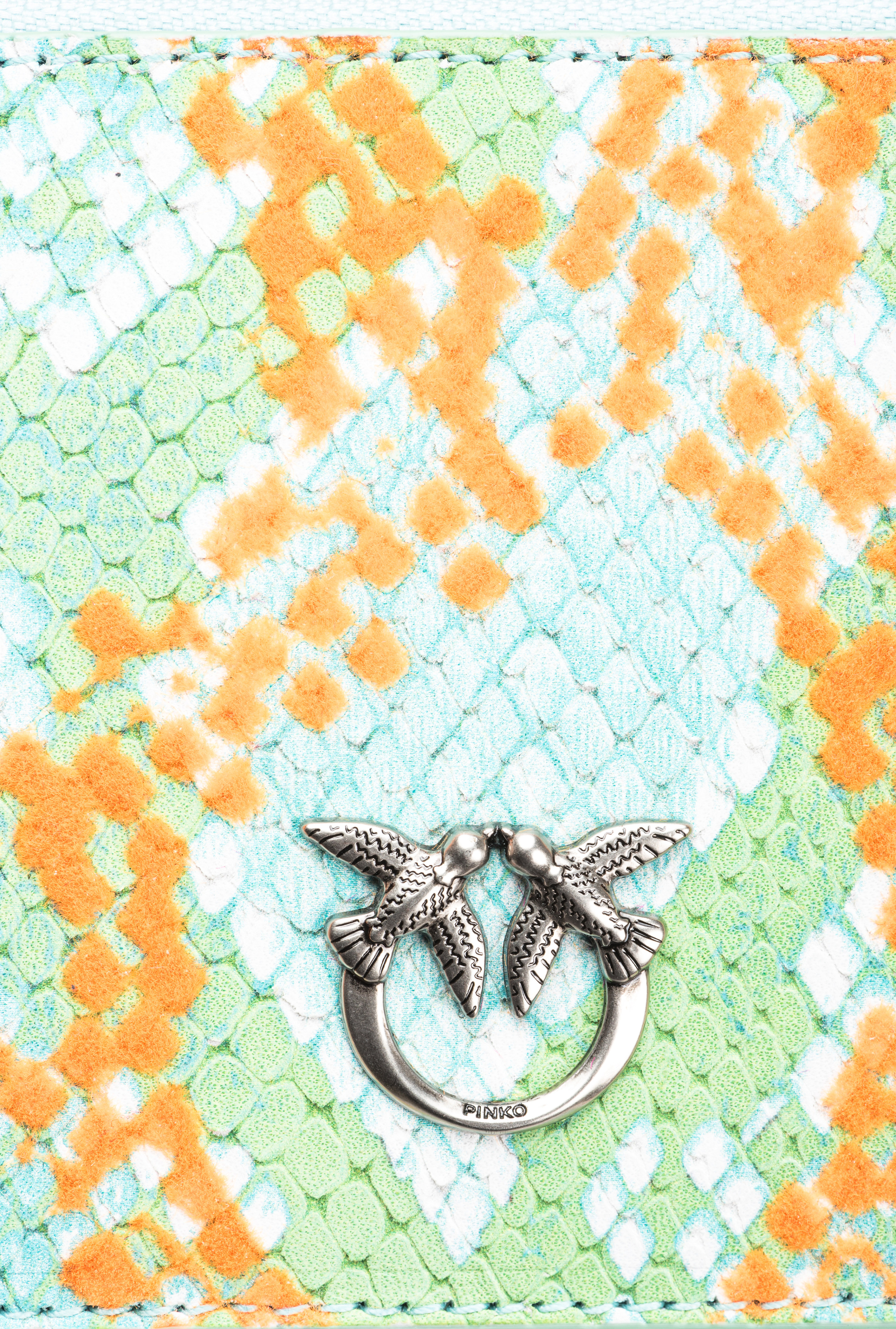 Pinko Bustina Pouch Piatta Rettile  Galleria In Mult.verde/arancione-old Silver
