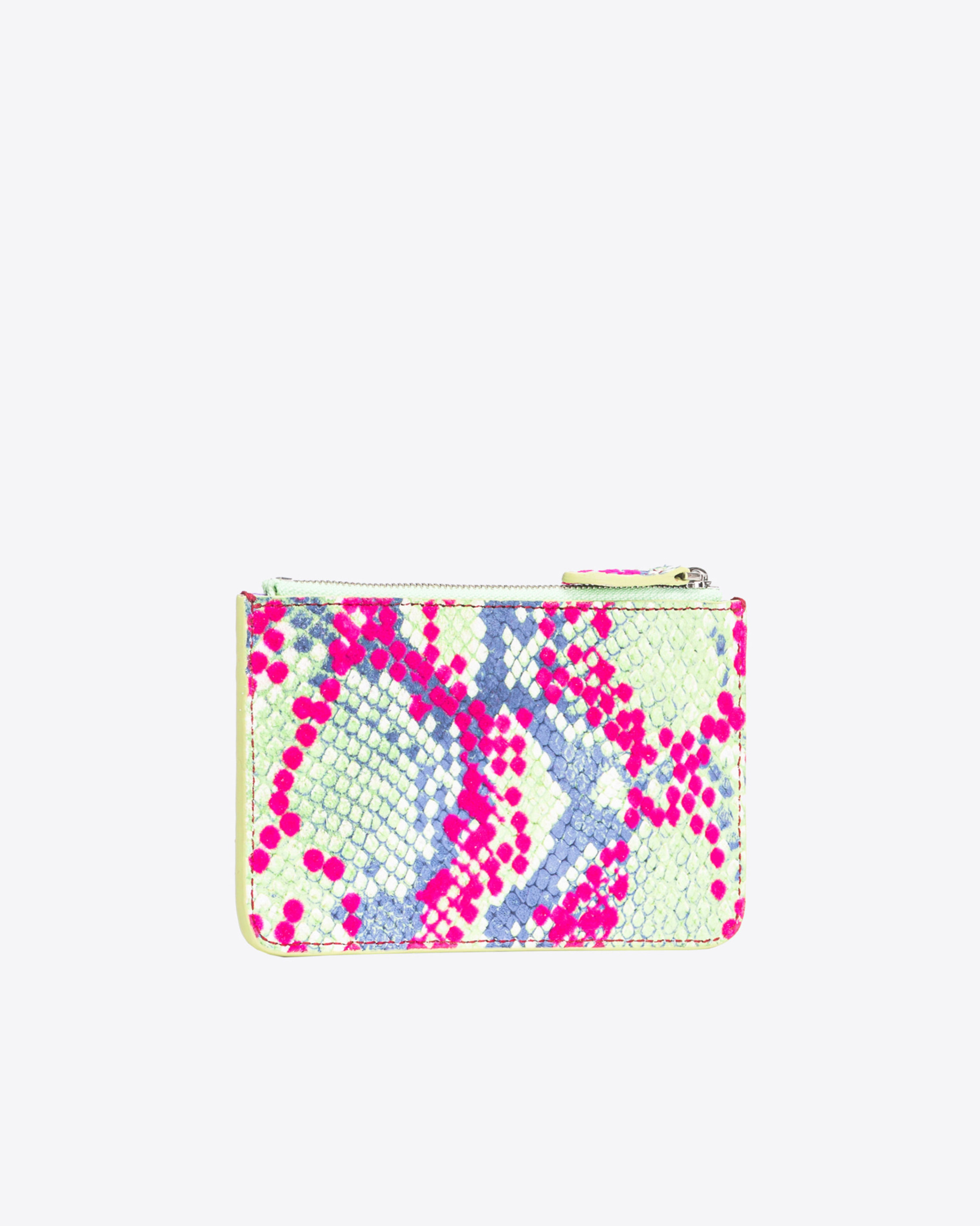 Shop Pinko Pochette Plate En Cuir Embossé Reptile  Galleria In Fucsia/verde/blu-old Silver