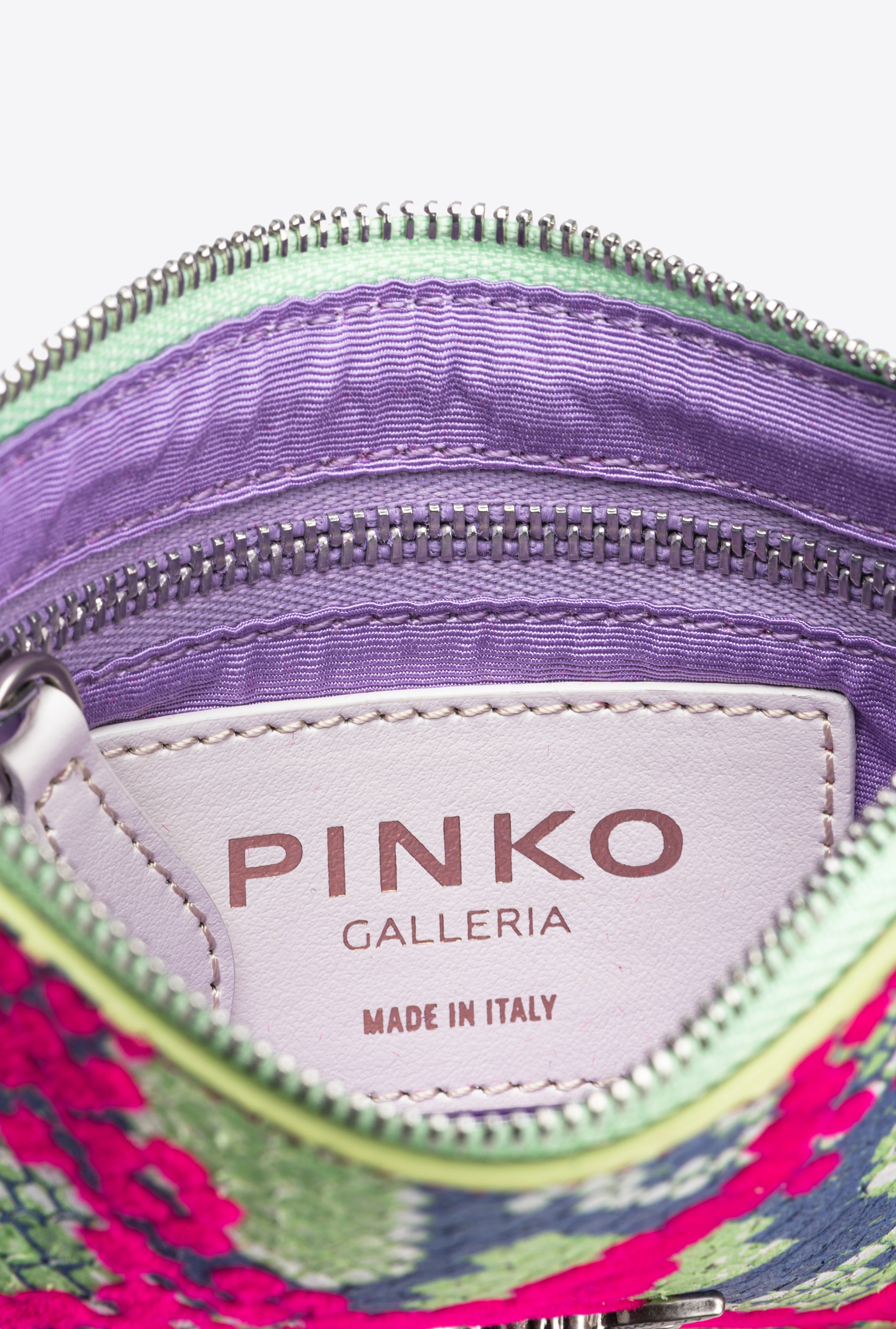 Shop Pinko Pochette Plate En Cuir Embossé Reptile  Galleria In Fucsia/verde/blu-old Silver