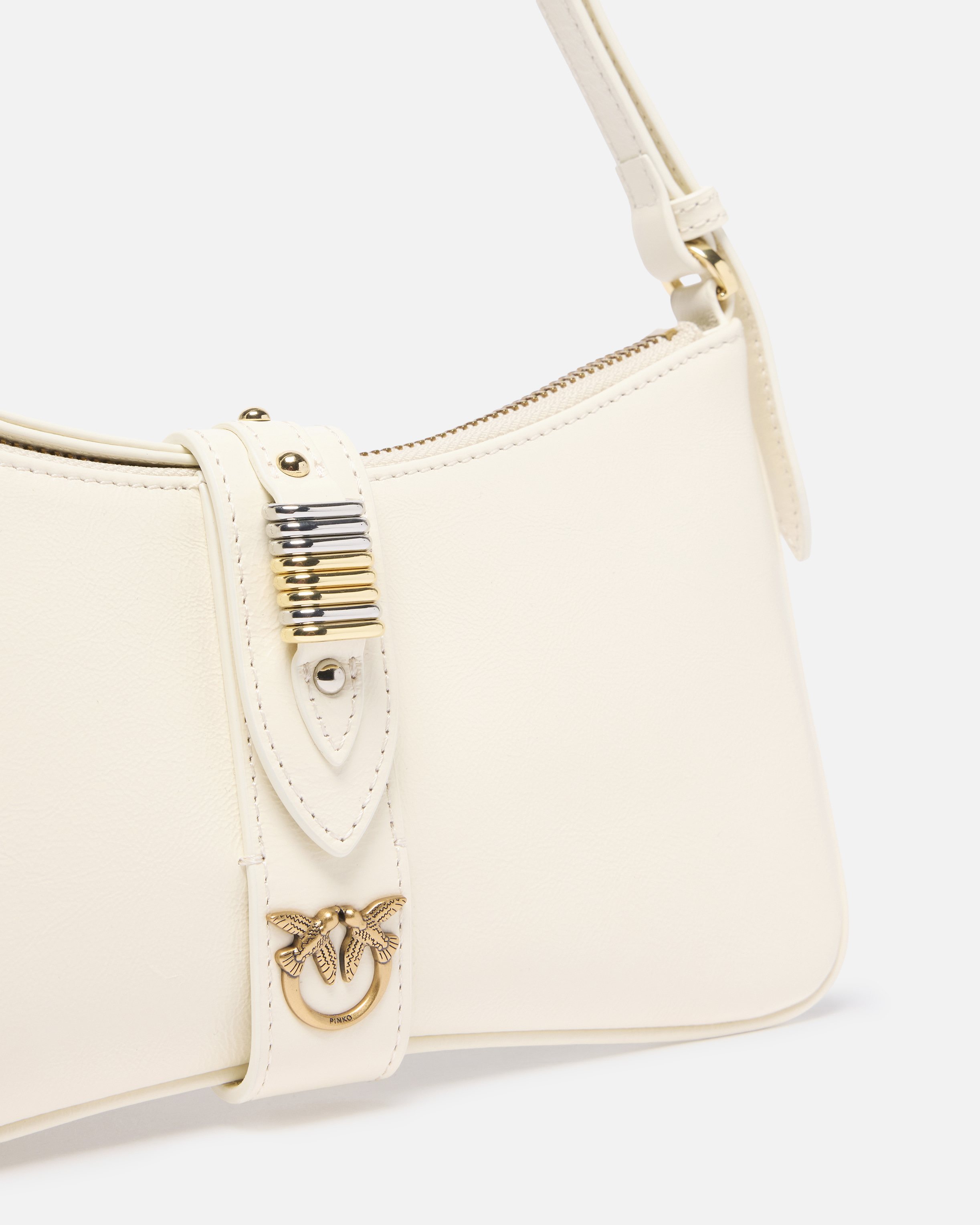 Pinko Glossy Leather Shoulder Bag With Rings