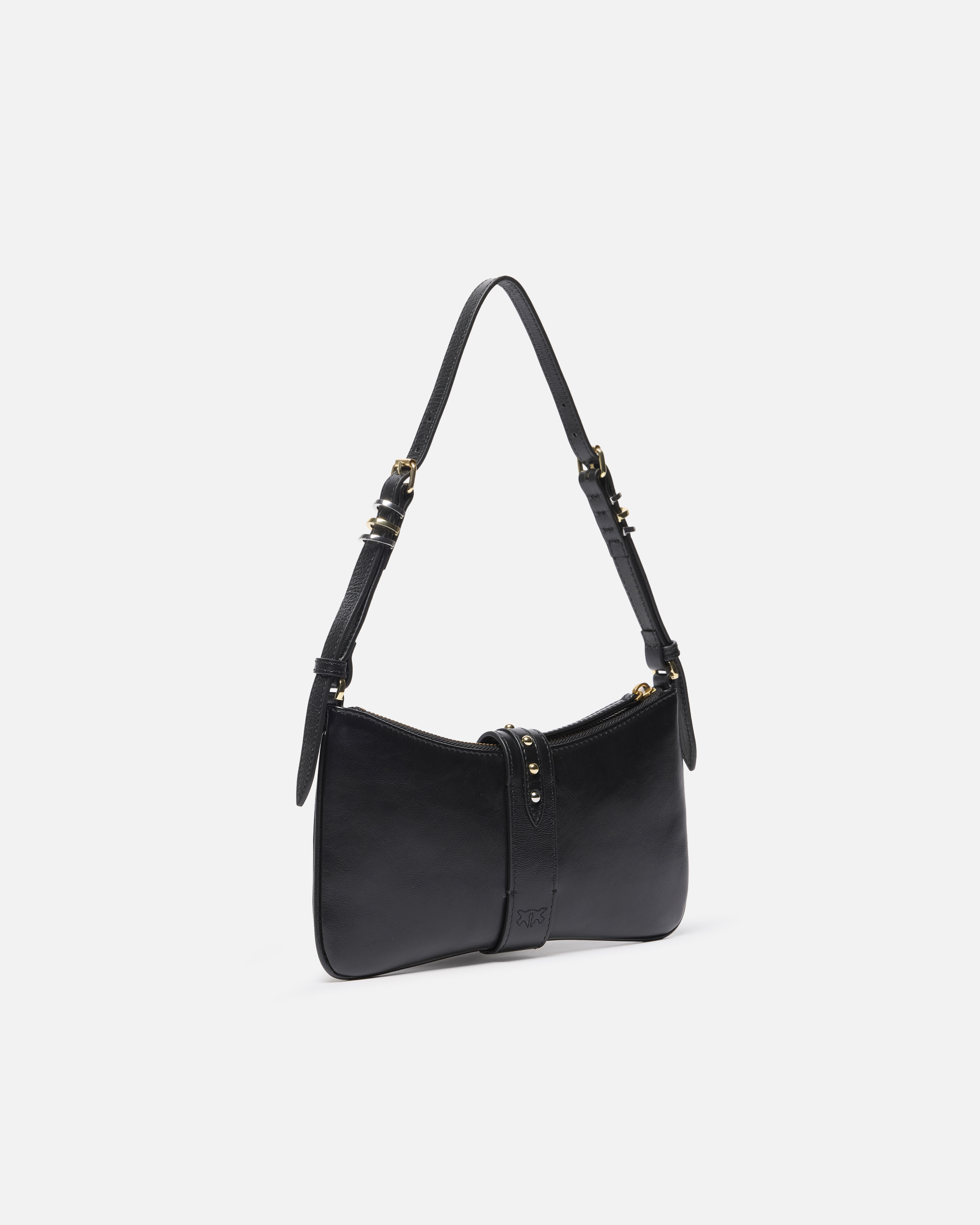 Pinko Glossy Leather Shoulder Bag With Rings