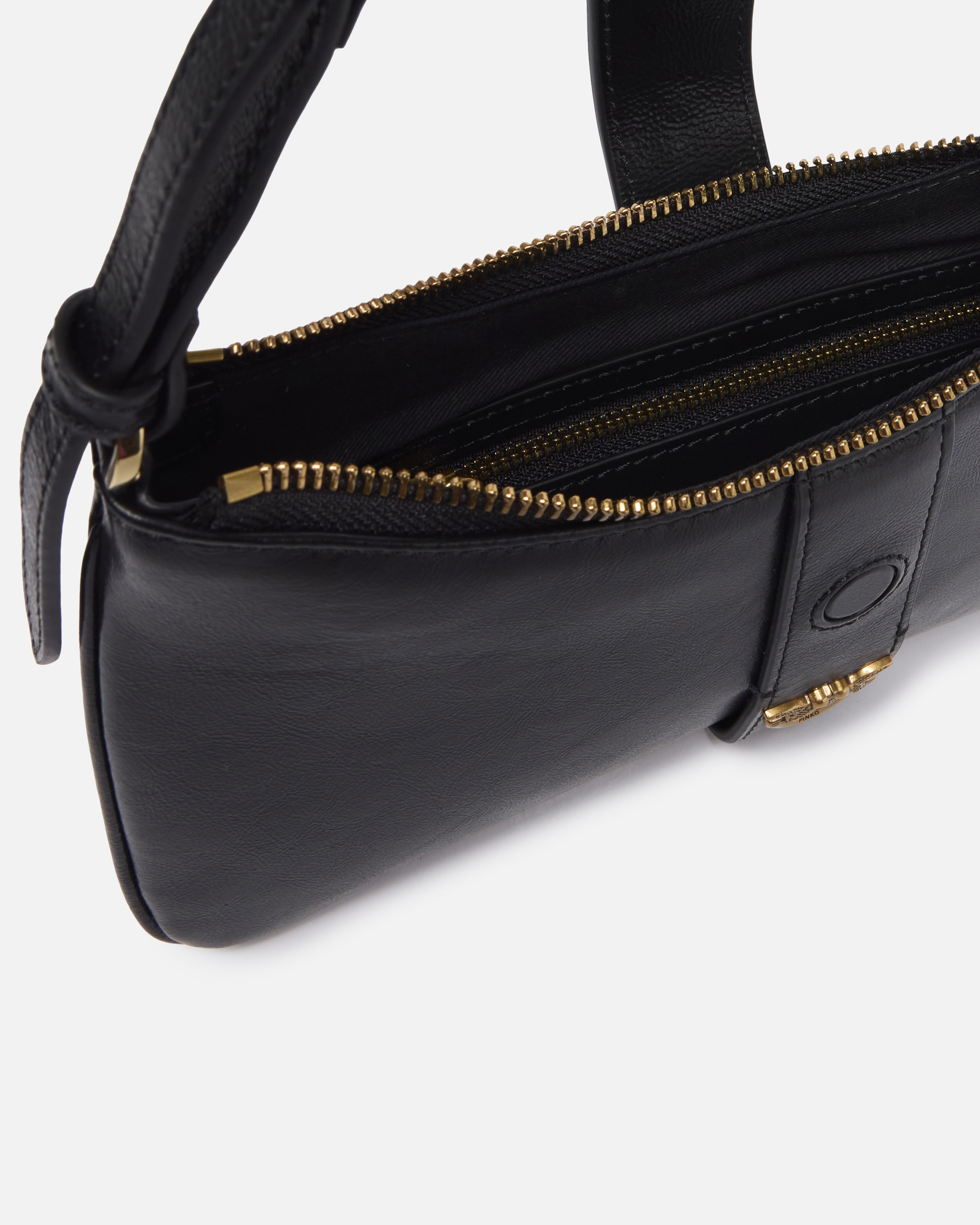 Pinko Glossy Leather Shoulder Bag With Rings