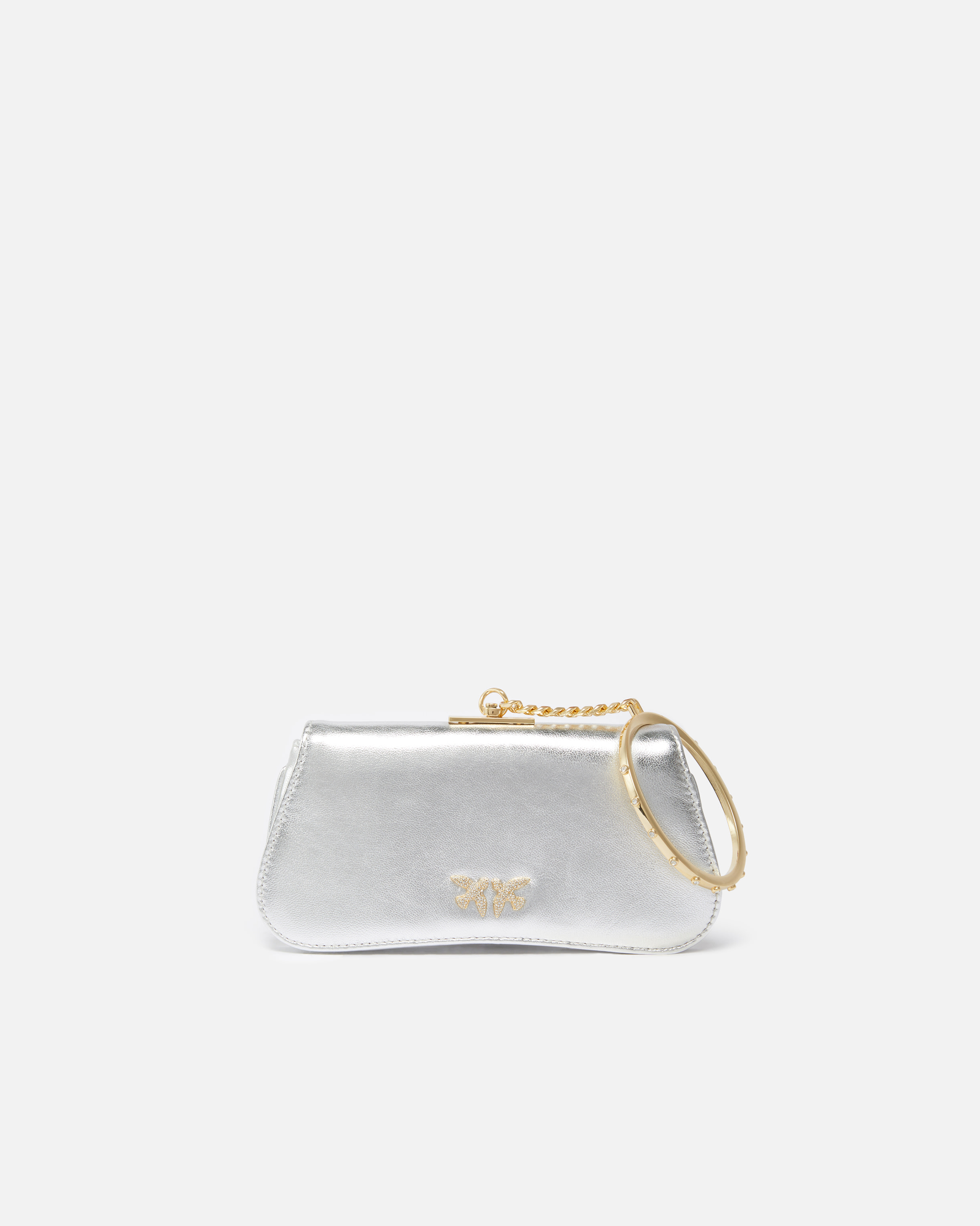 Pinko Laminierte Clutch mit goldfarbenem Armband