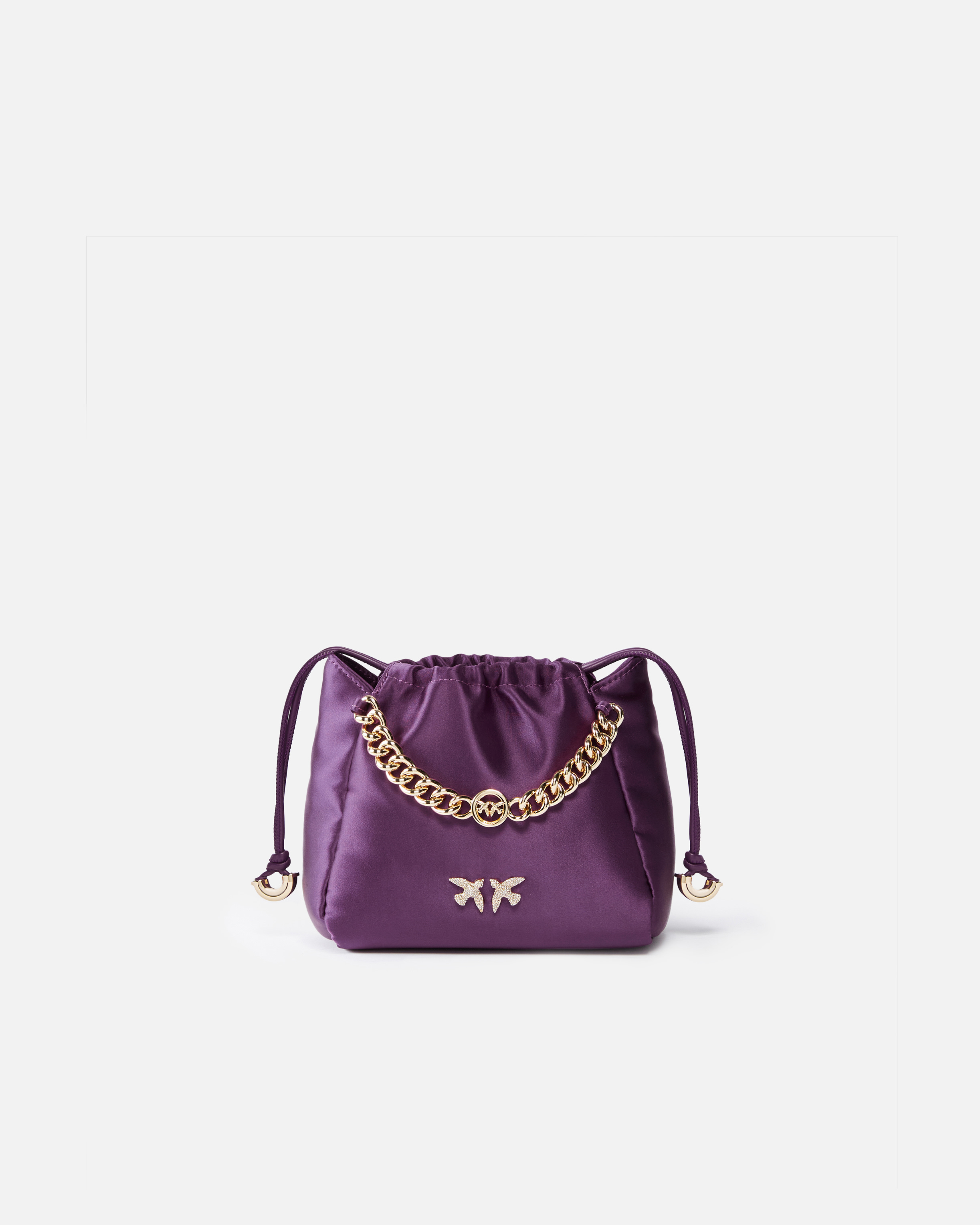 Pinko Mini-Pochette aus Satin mit Tragekette