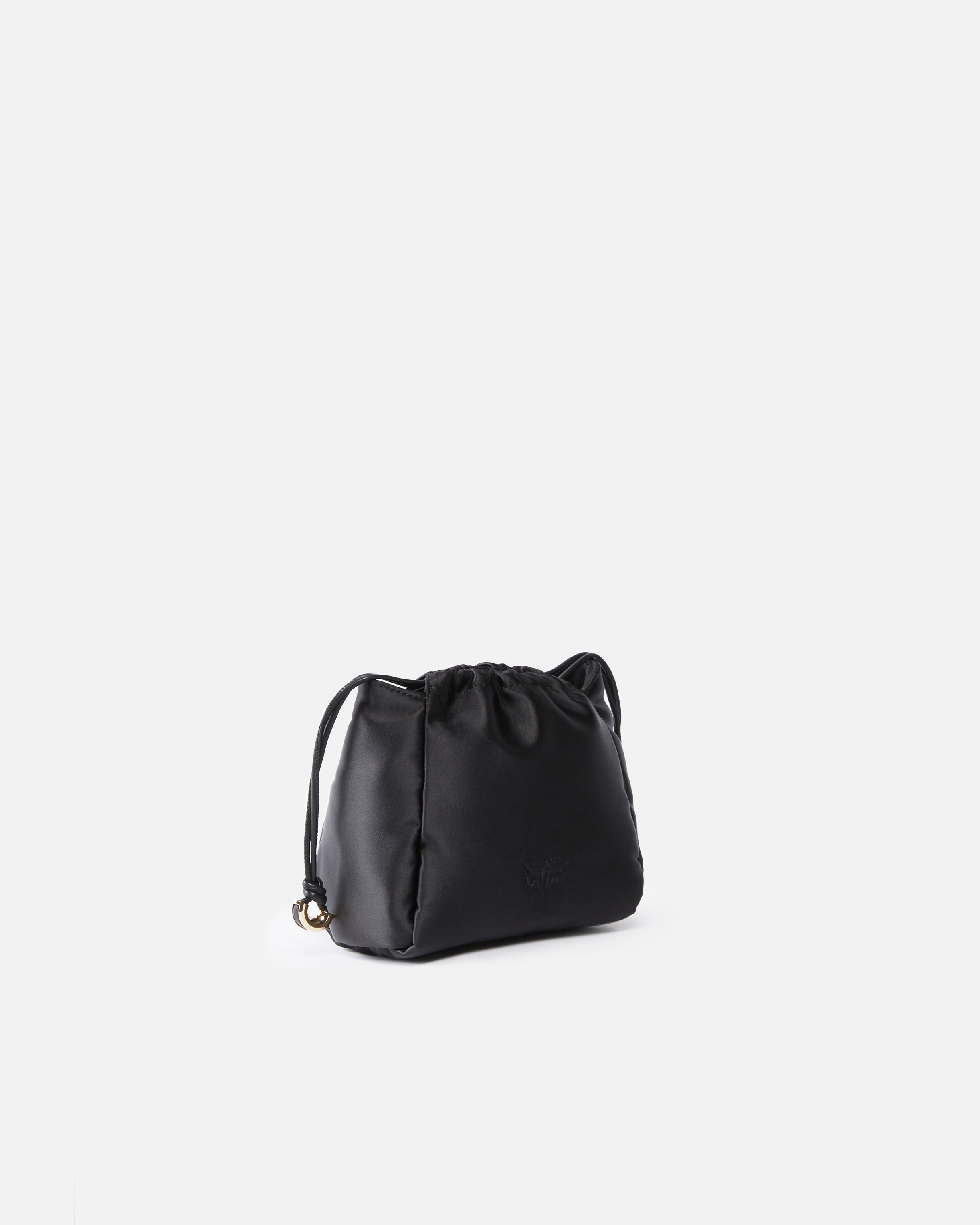 Pinko Satin Mini Clutch Bag With Chain In Black-gold