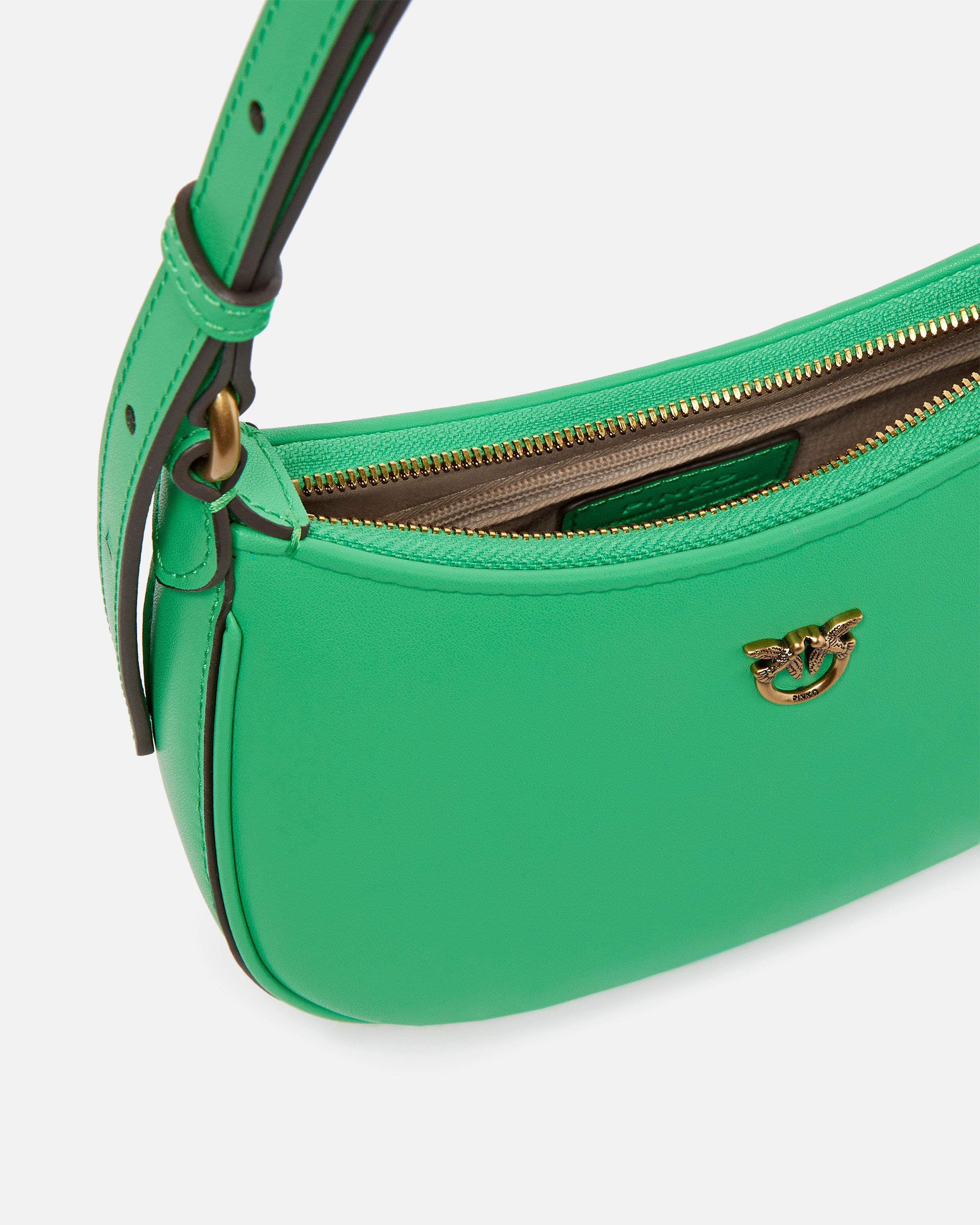 Pinko Half Moon Baby Leather Shoulder Bag