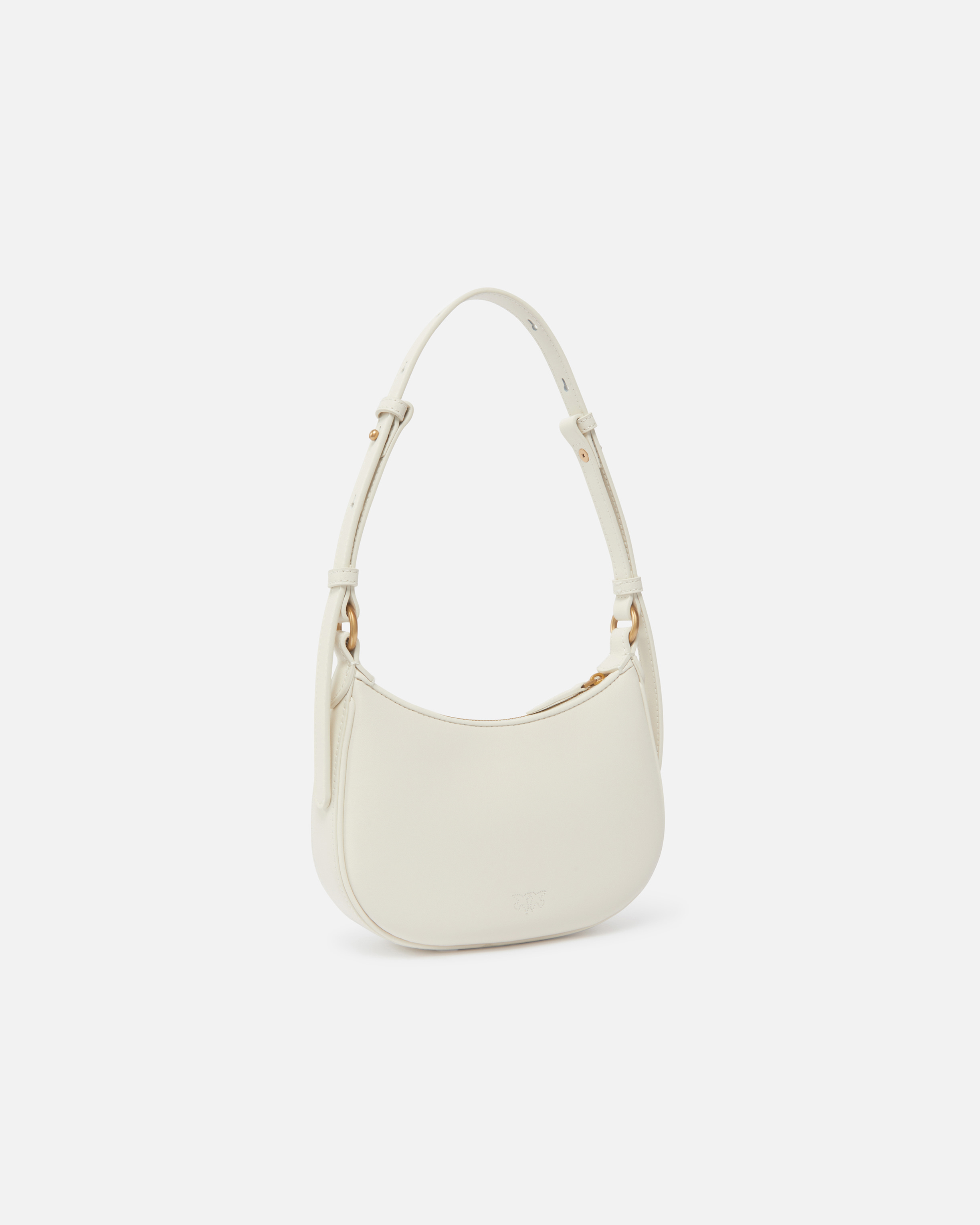 Pinko Half Moon Shoulder Bag In Blanc+blanc-or Antique