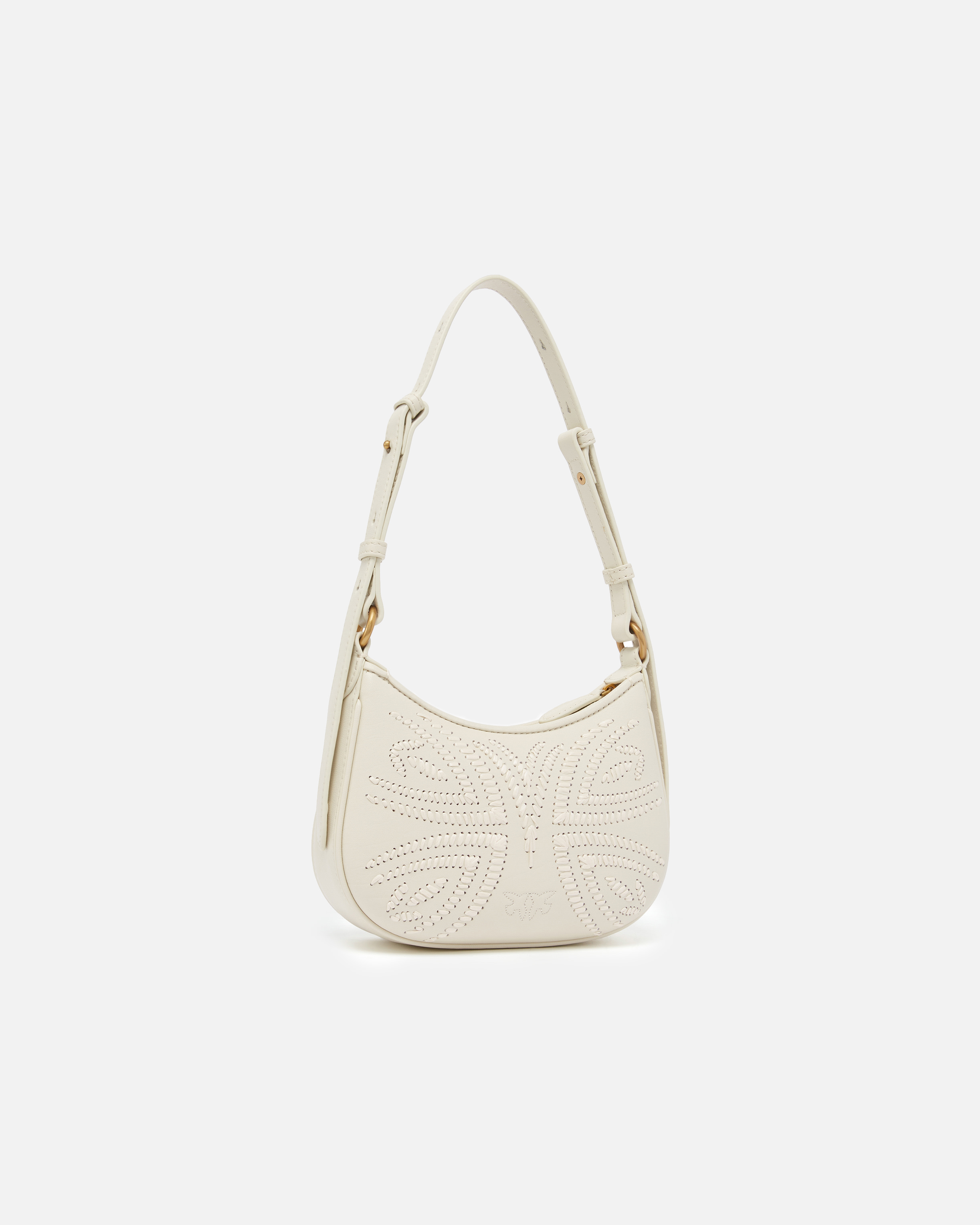 Pinko Baby Half Moon Shoulder Bag With Raffia Embroidery