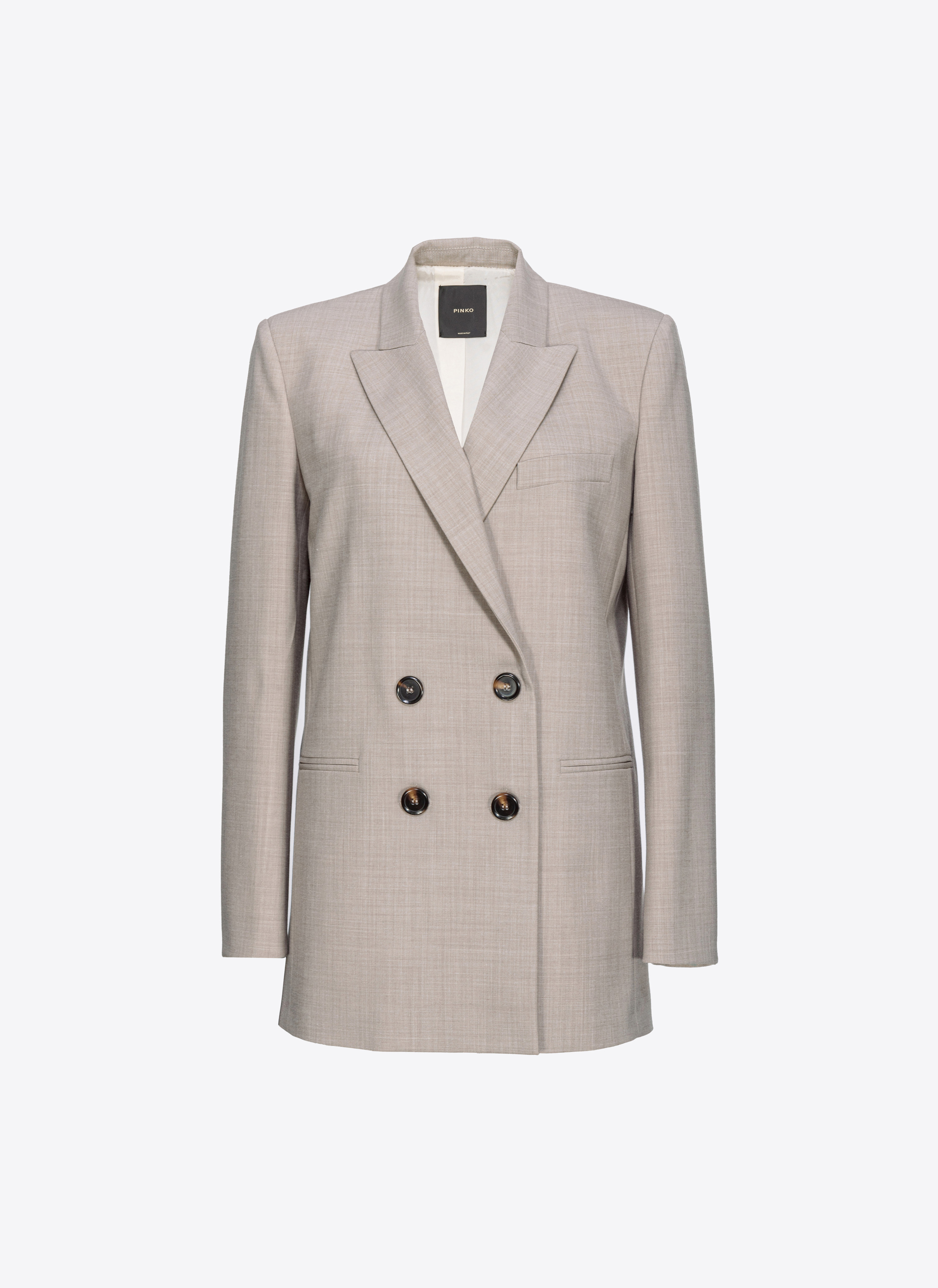 Pinko Double-breasted Wool-blend Blazer In Macchiato Beige