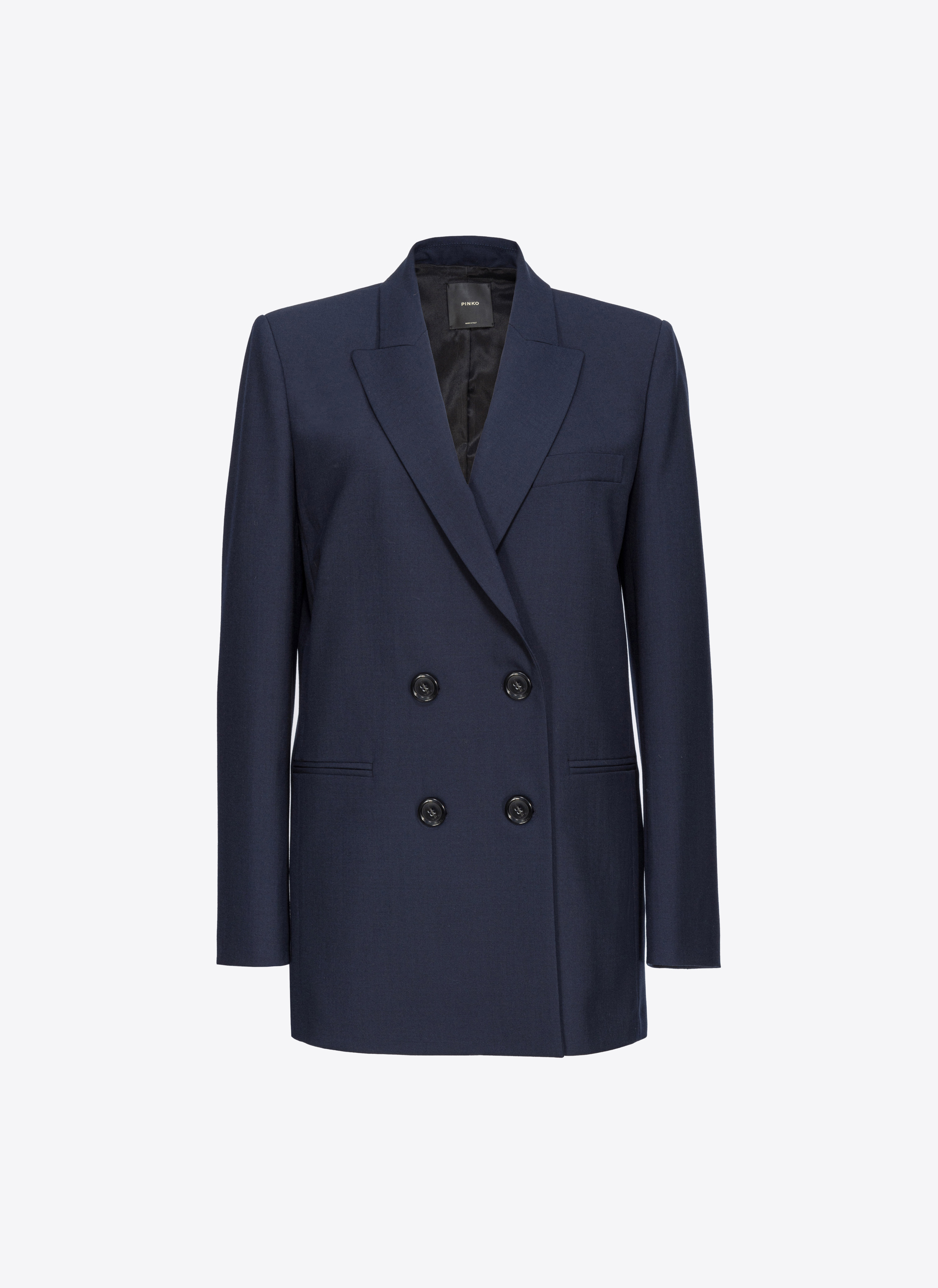 Pinko Double-breasted Wool-blend Blazer In Dark Navy Blue