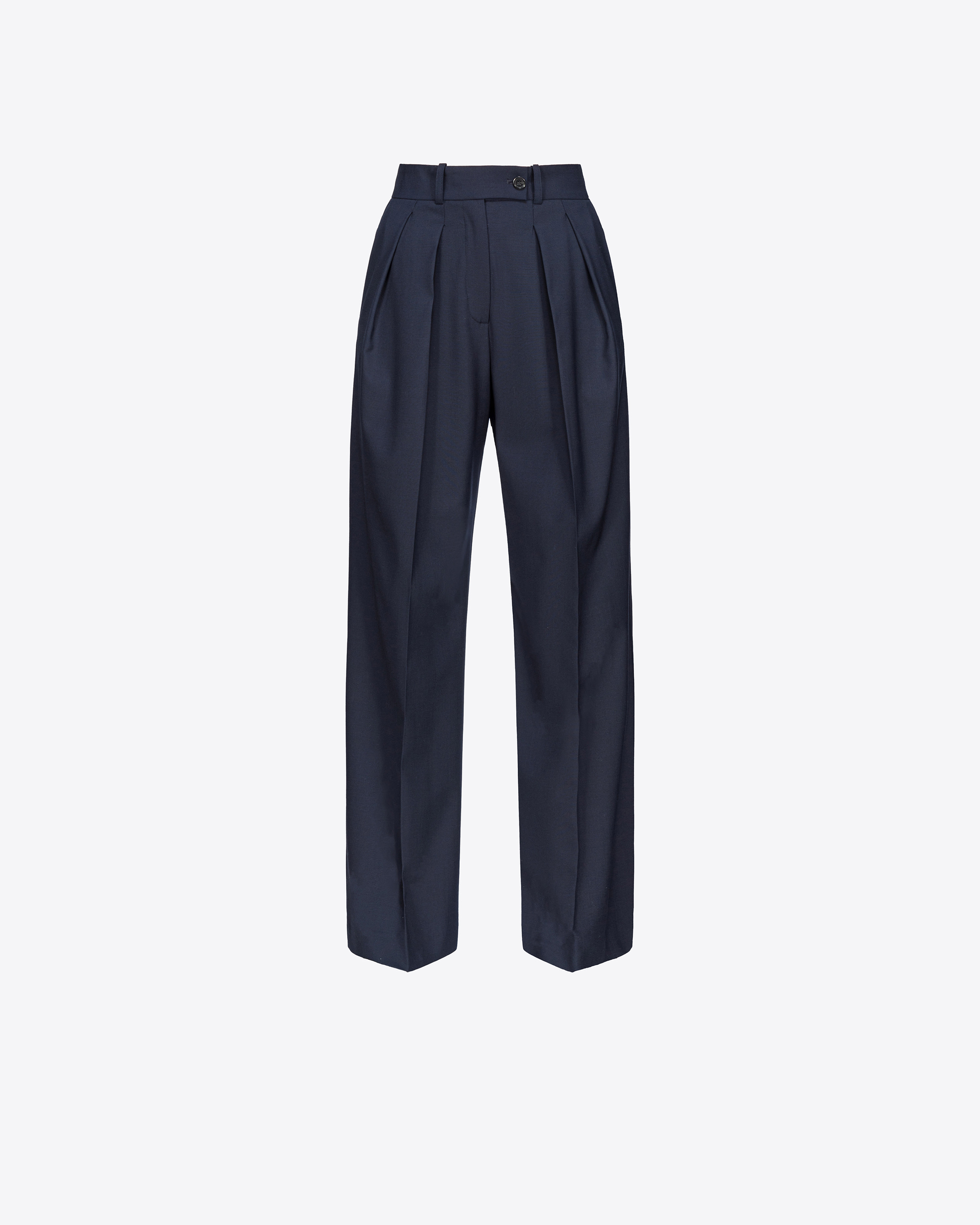 Pinko Wool-blend Palazzo Trousers In Dark Navy Blue