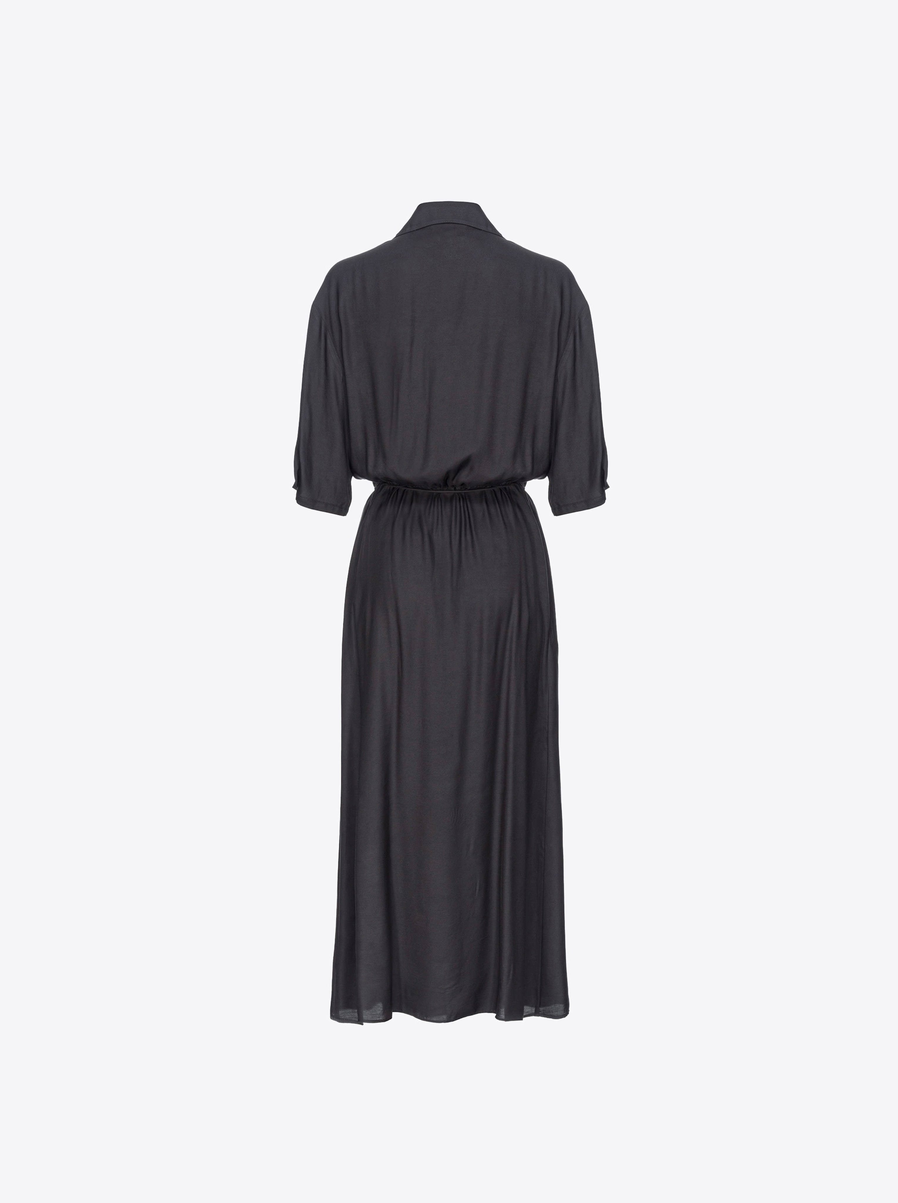 Shop Pinko Twill Maxi Dress With Fringing In Limo Black