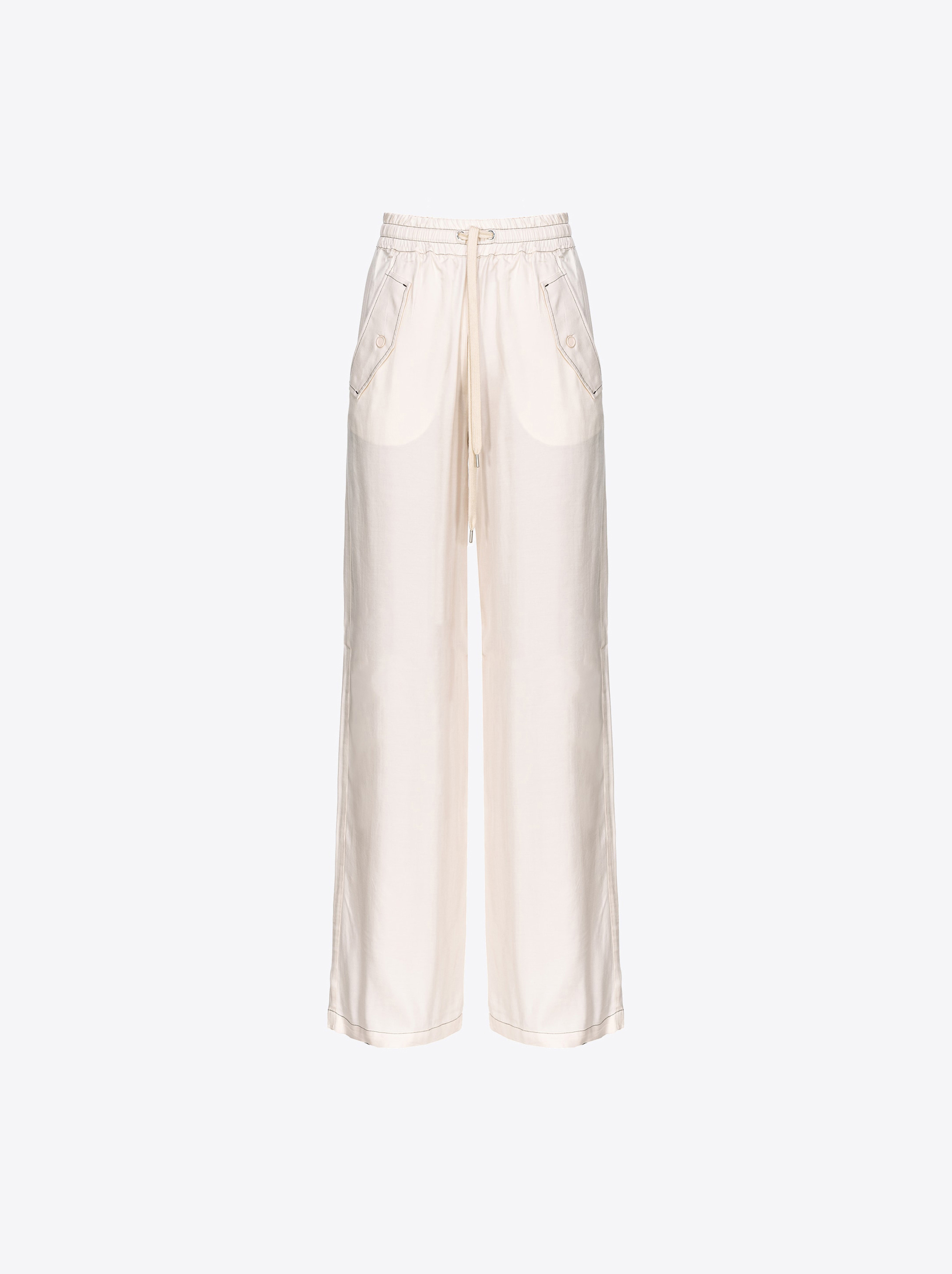 Shop Pinko Wide-leg Twill Trousers In Solid Pink