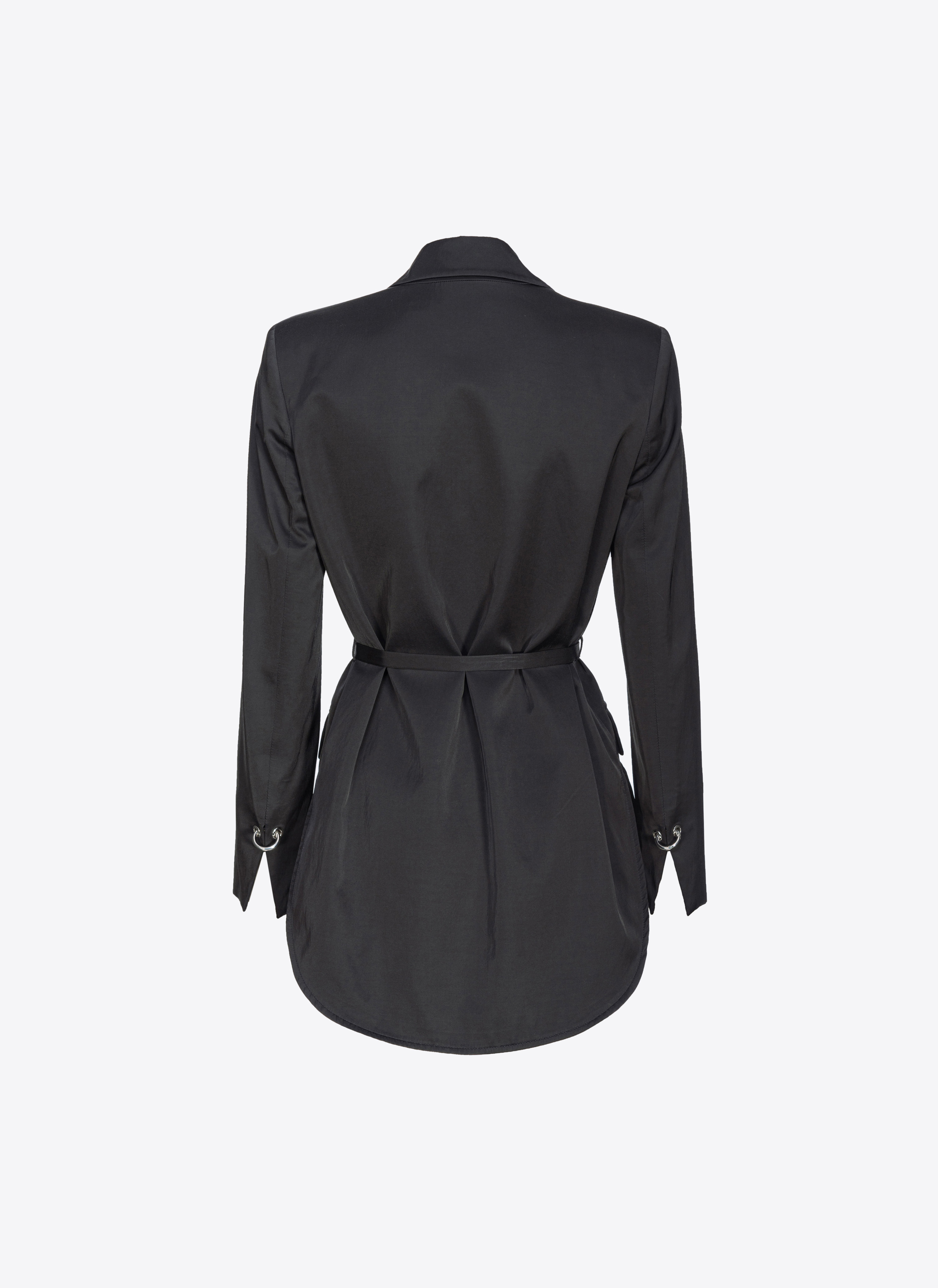 Shop Pinko Blazer In Satin Con Cintura Sottile In Limo Black