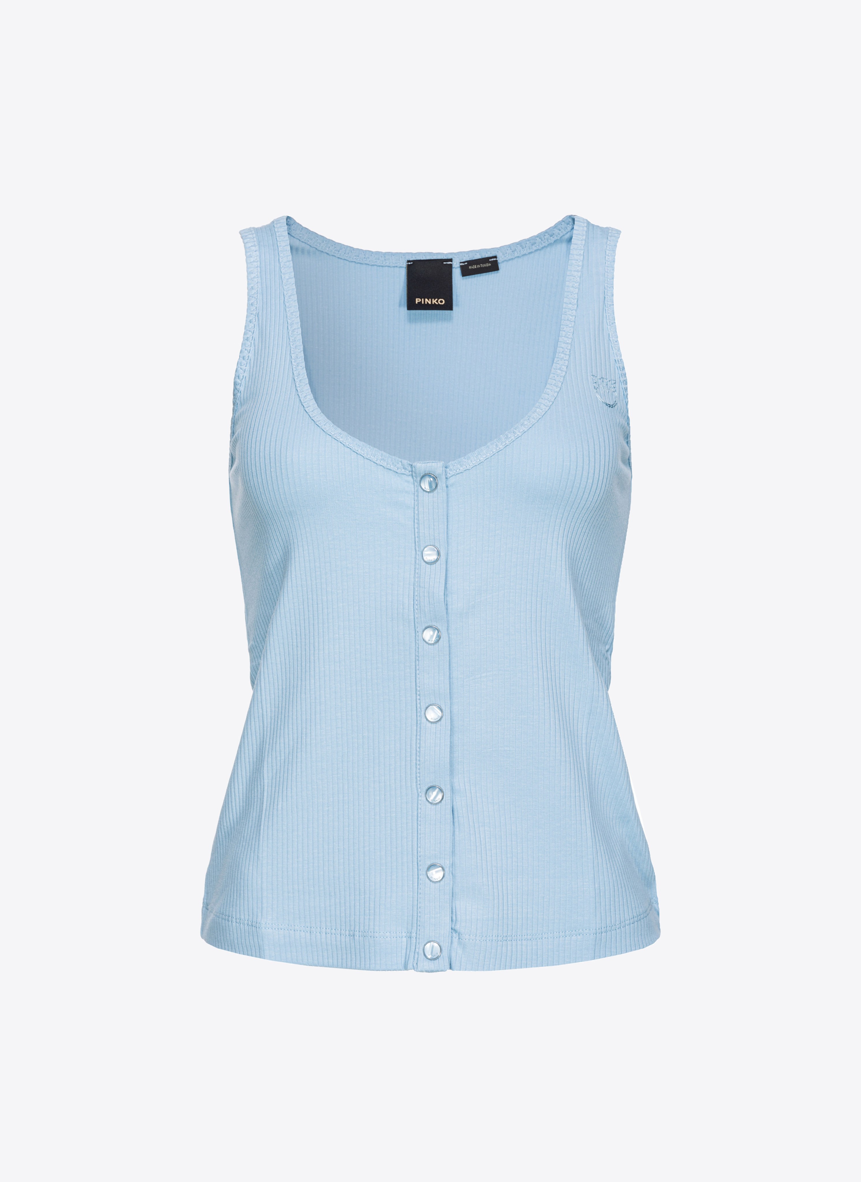 Pinko Ribbed Vest Top With Mother-of-pearl Buttons In Blue