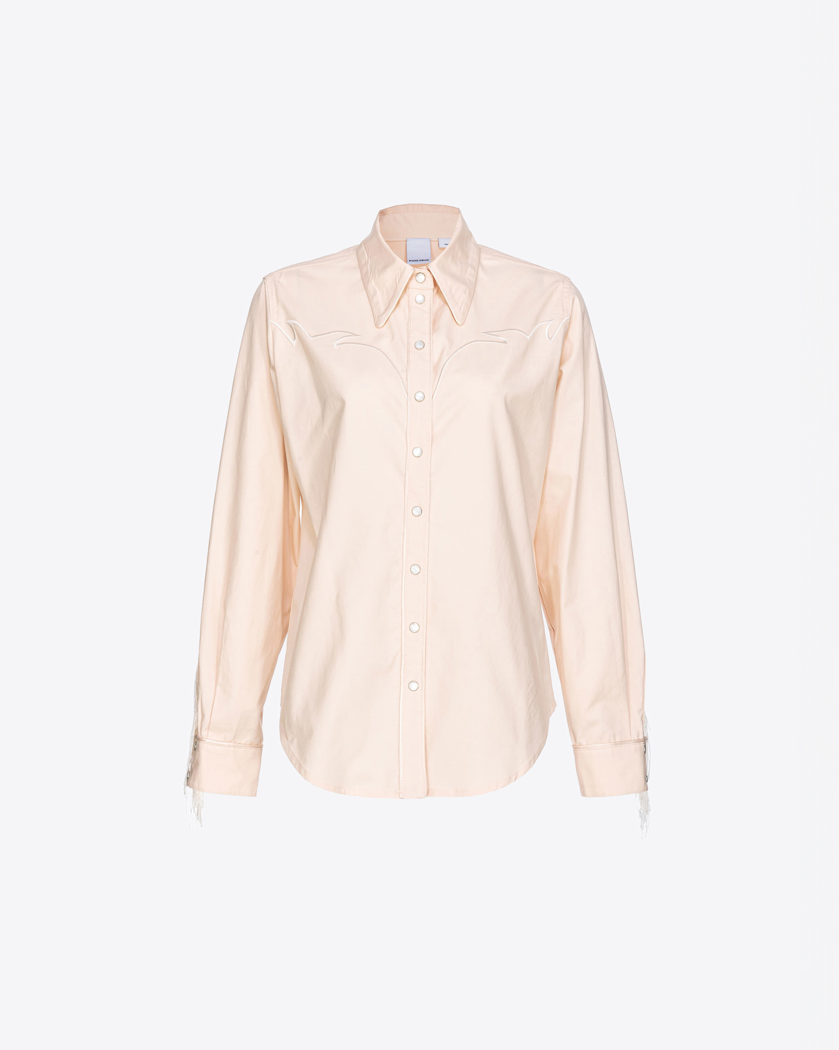 Pinko Shirt With Fringing On The Back In Solid Pink