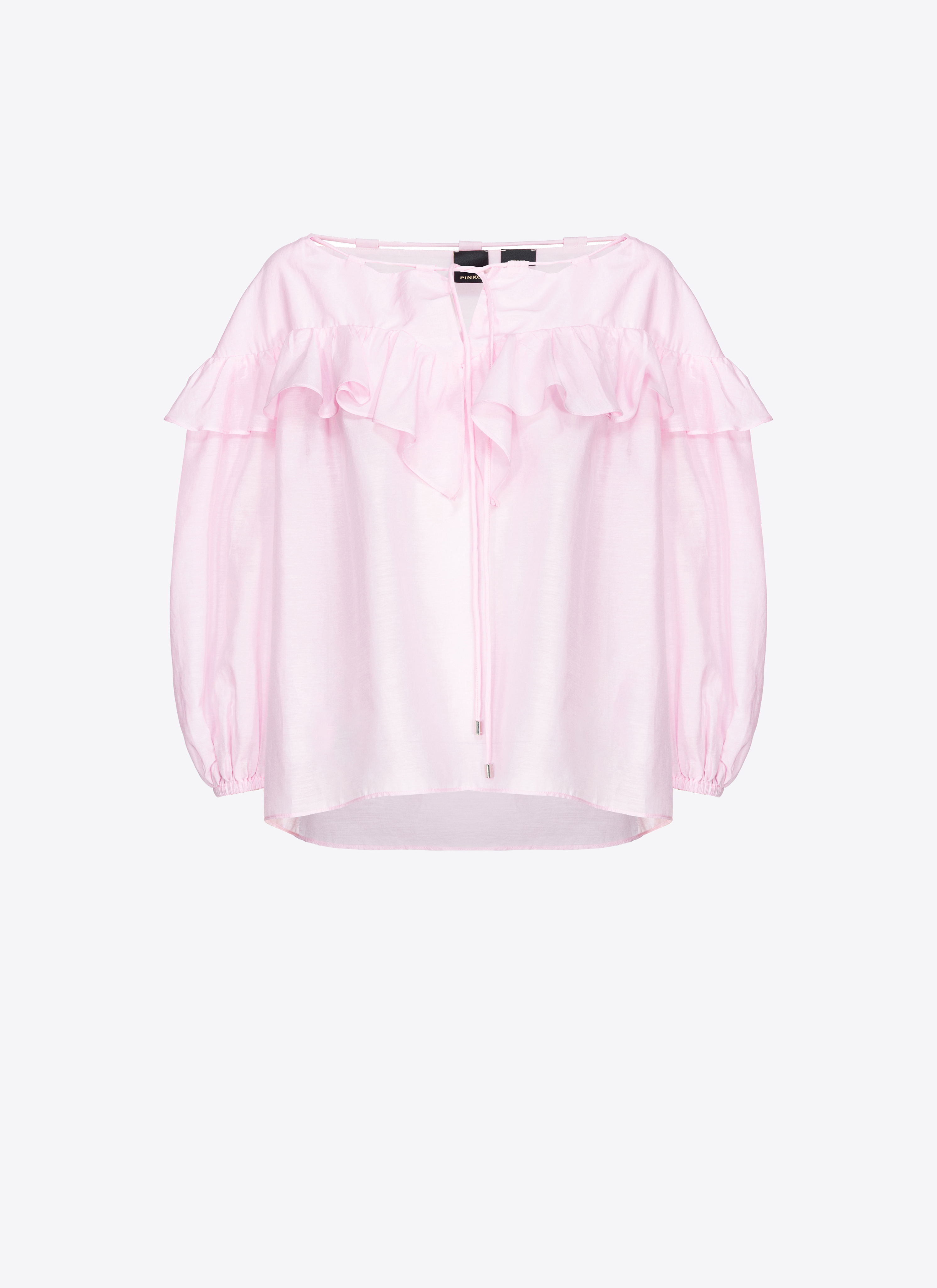 Pinko Blouse With Maxi Flounce In Rose Lady