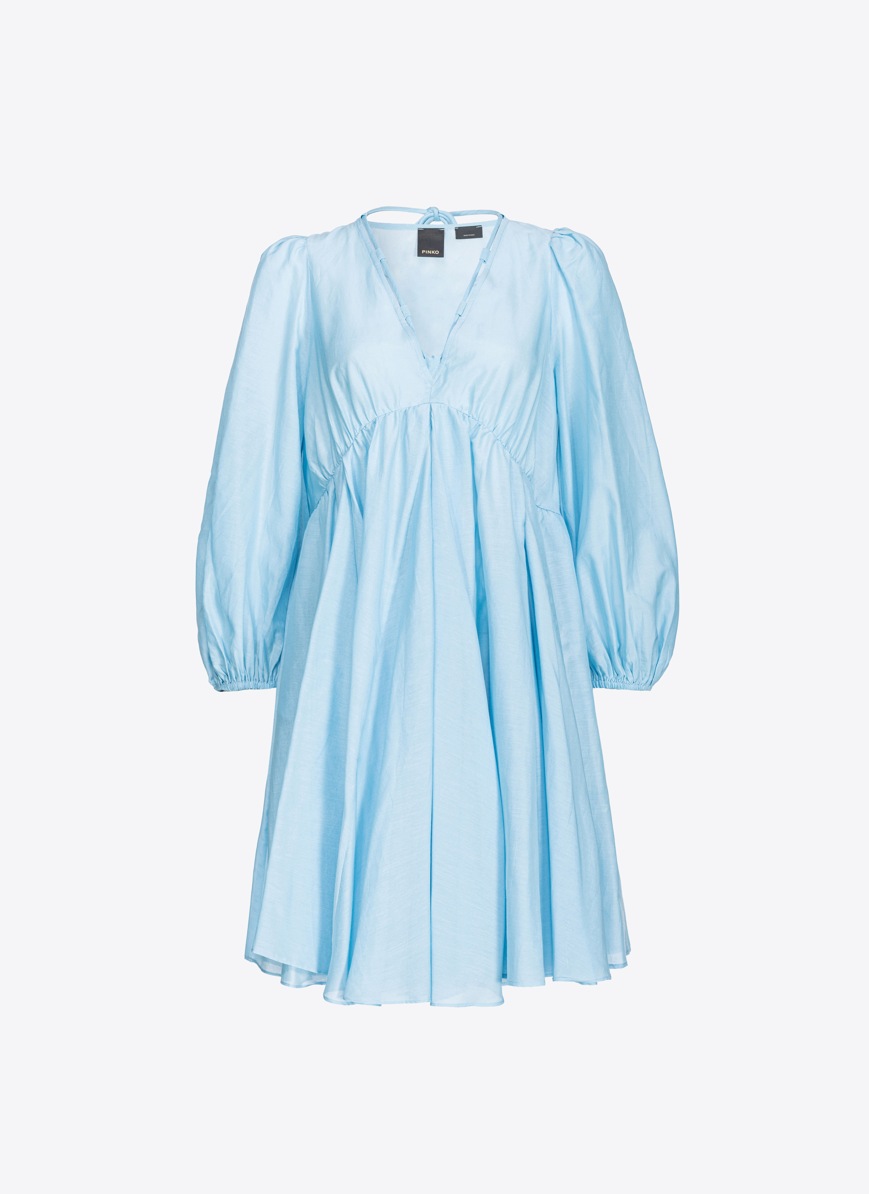 Shop Pinko Abito Voile Cotone E Seta In Bleu Calme