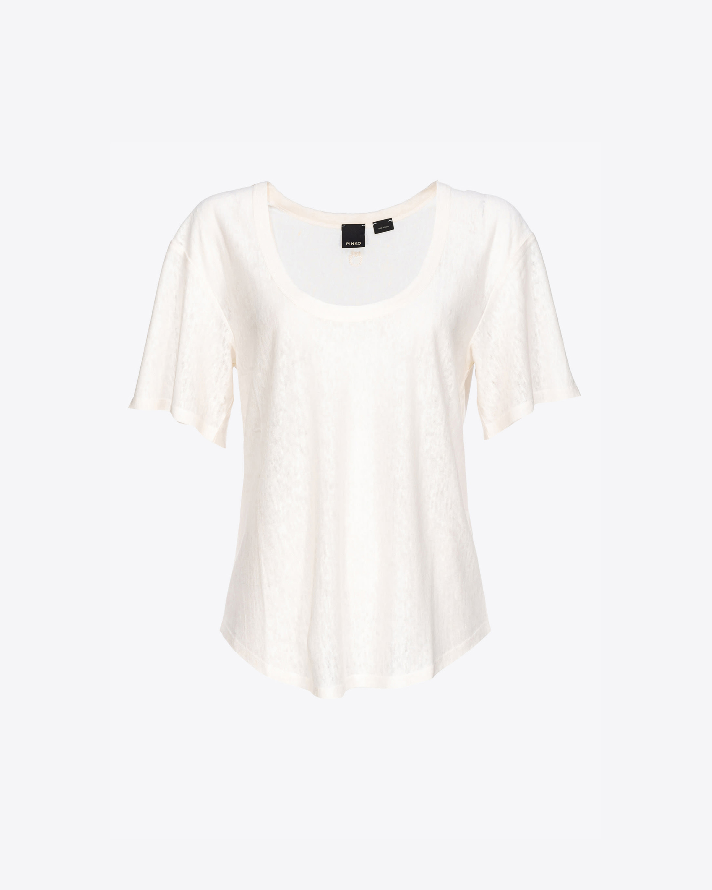 Shop Pinko Slub Linen T-shirt In Snow White