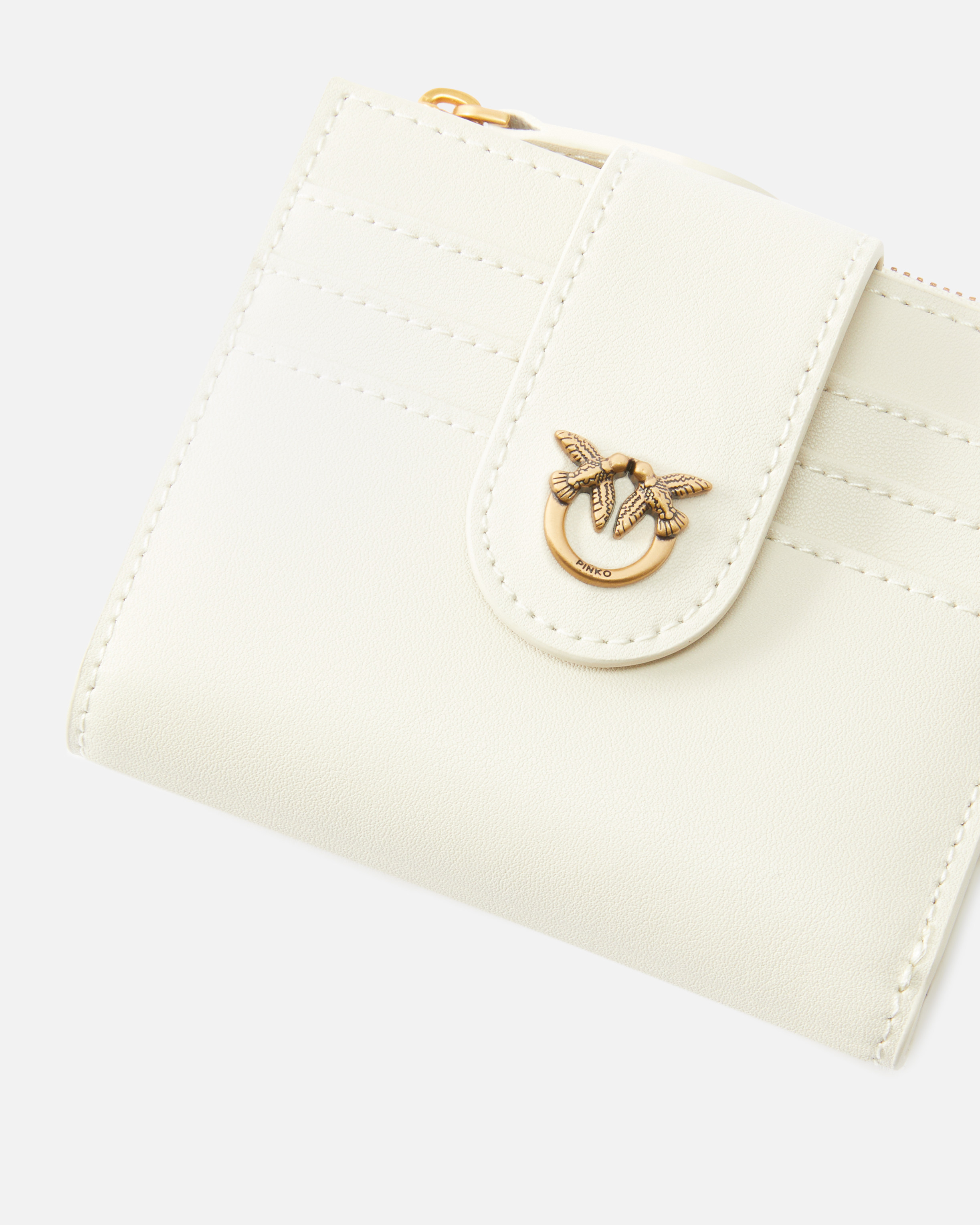 PINKO 104277A0F1O81Q 関税送料込 Pinko leather wallet with embossed Love Birds logo for women