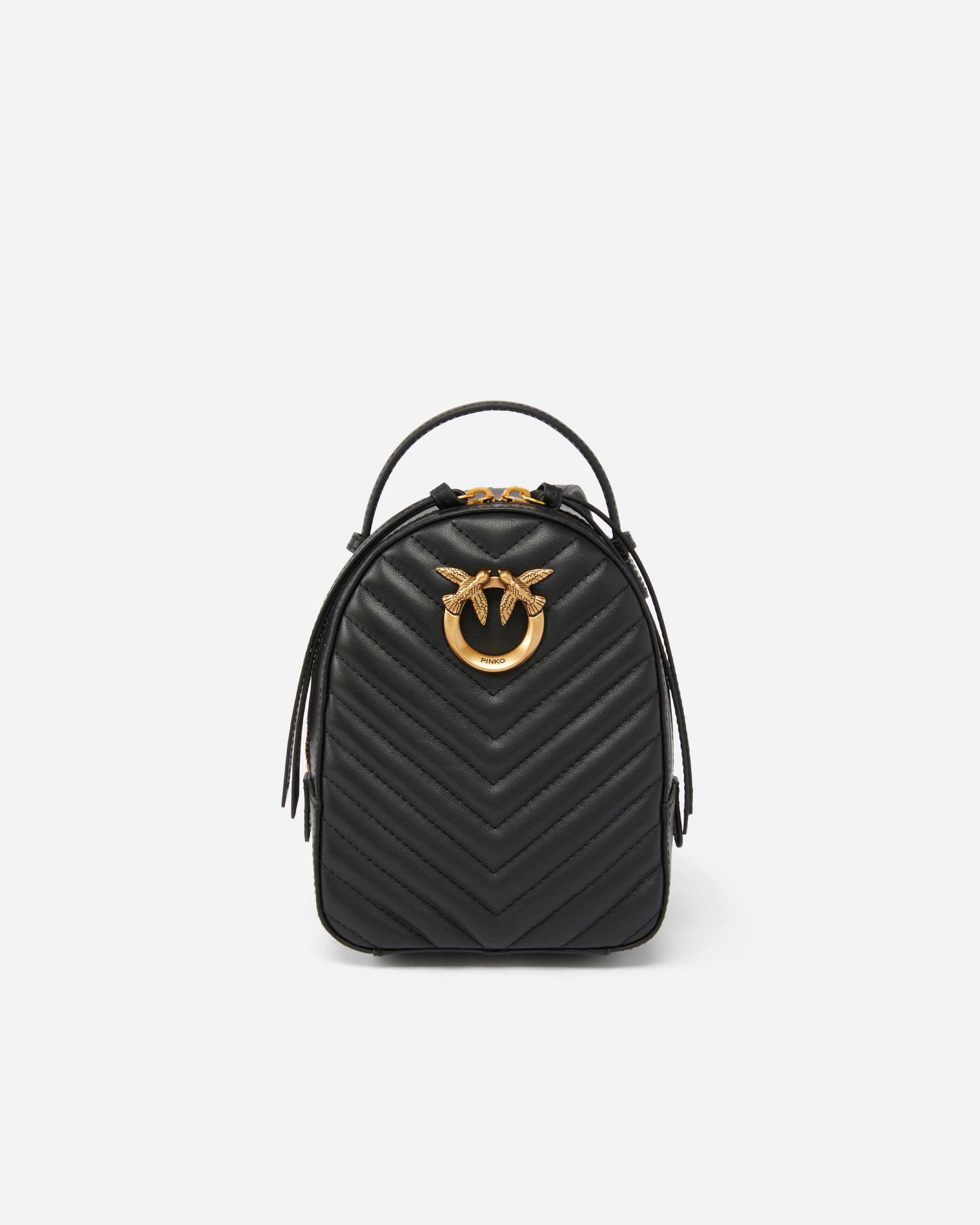 Pinko Mini Love Bag Rucksack aus Leder in Matelassé-Optik