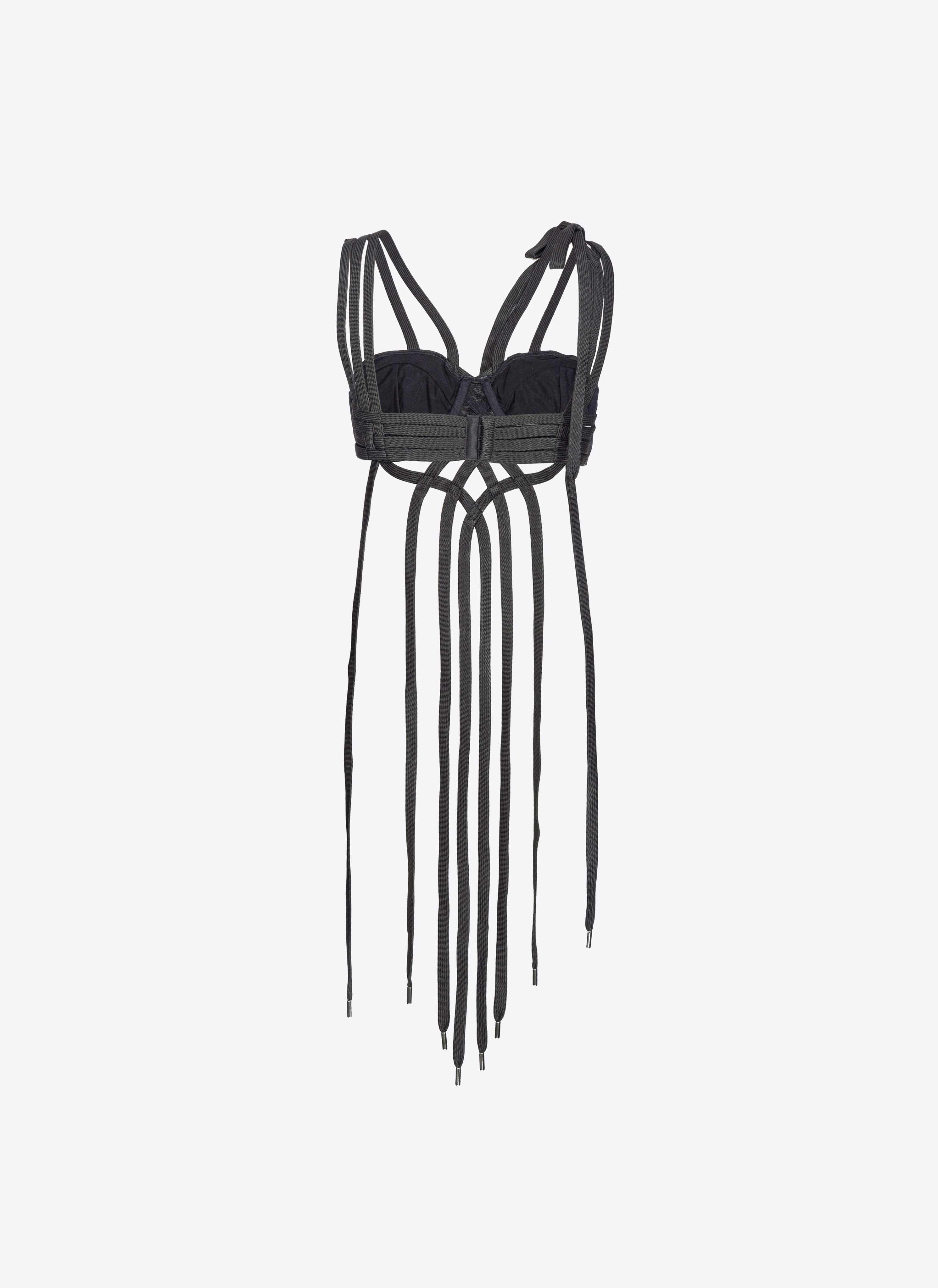 Shop Pinko Top With Criss-cross Lacing In Noir Limousine