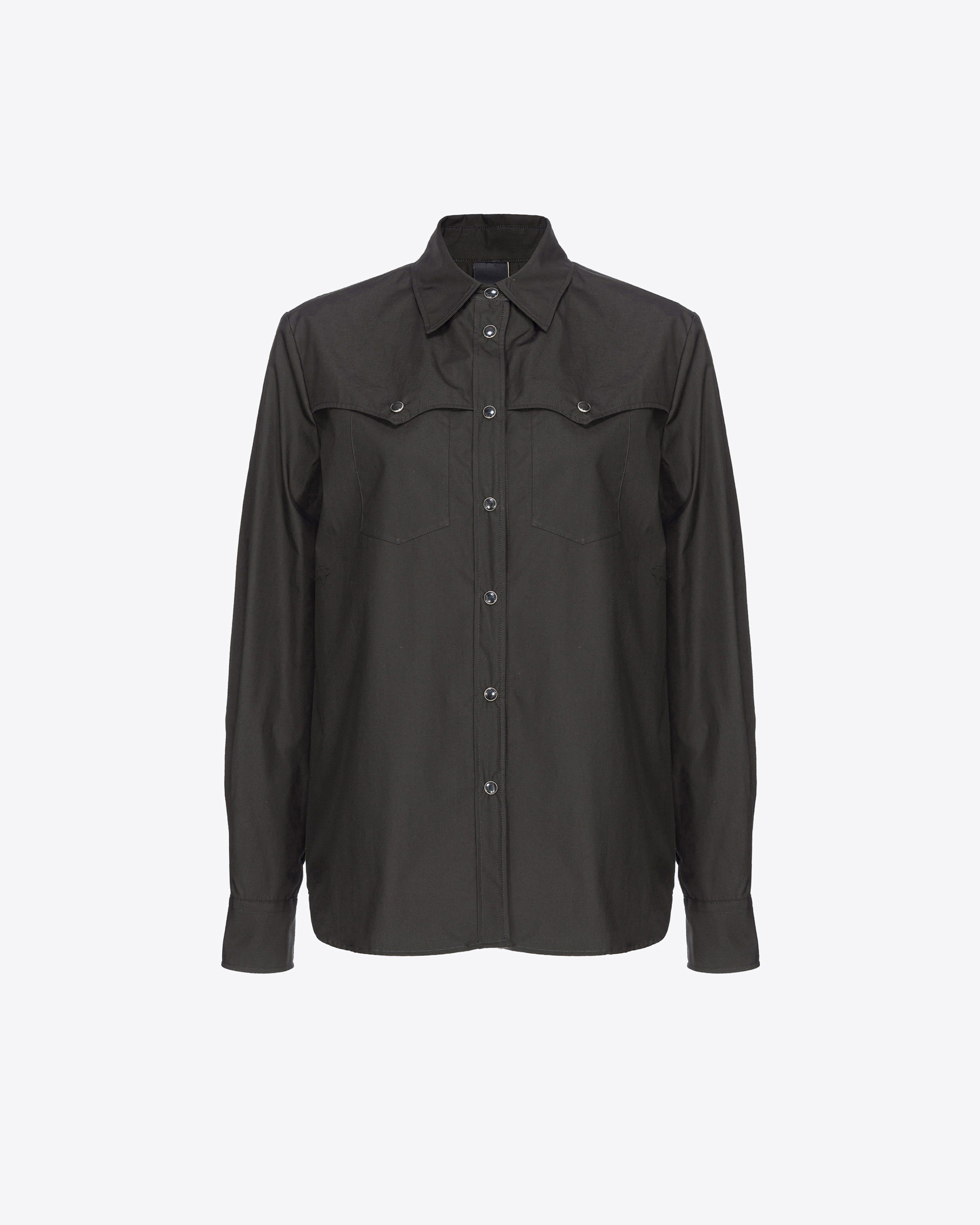 Pinko, Poplin shirt with pointed yoke, Limo black, 38